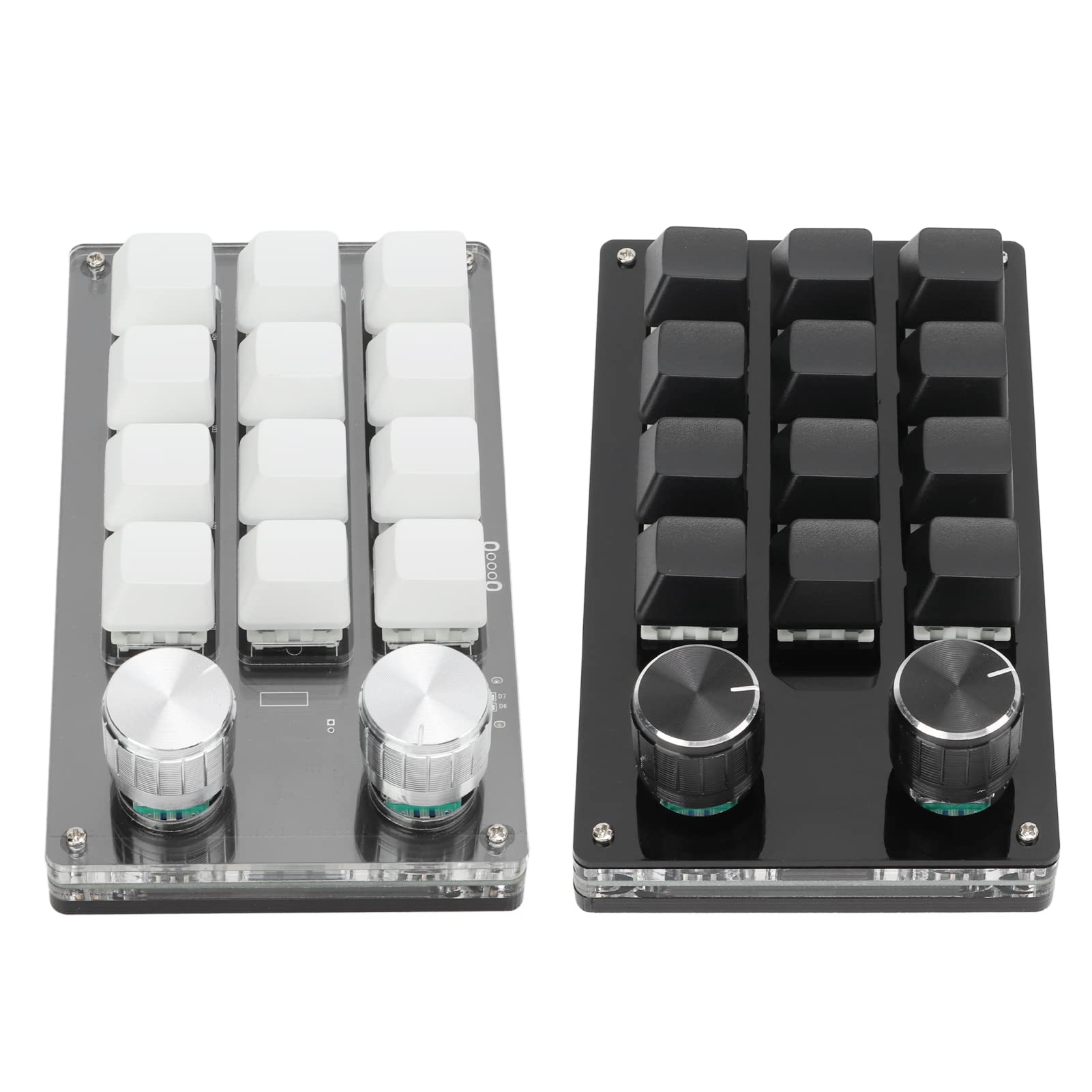 One-Handed Programmable Mechanical Keyboard - 12 Key RGB Gaming Keypad with Macro Functions & Knob Control | Plug & Play for Windows (Black/White) | Perfect for MMO Gaming, Video Editing & Office Work