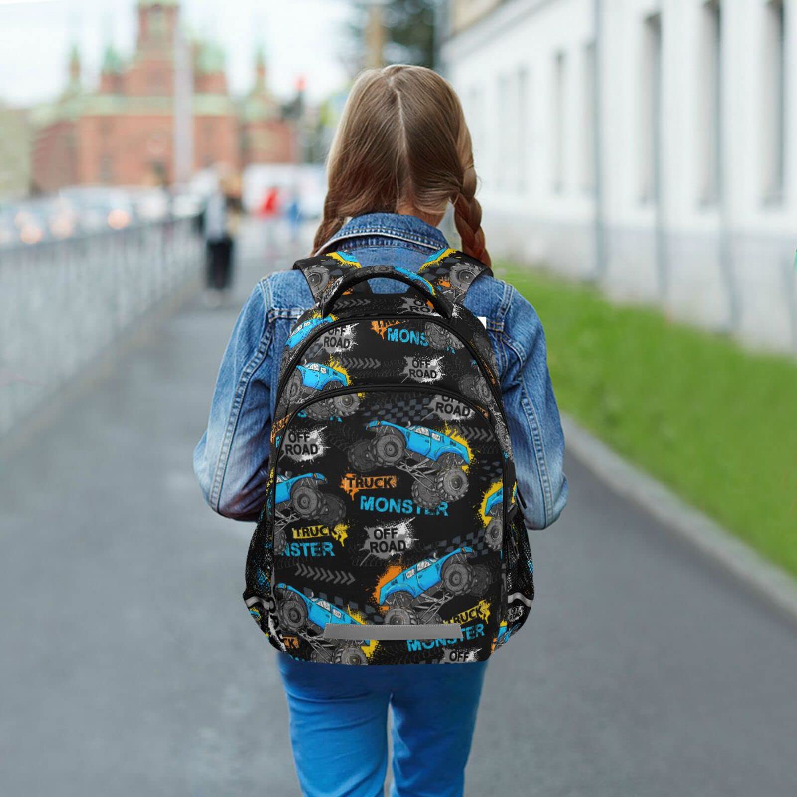 Monster Truck Backpack for Boys & Girls - Durable School Backpack for Kids, Elementary Bookbag, Travel Rucksack - Perfect for School, Hiking, and Daily Adventures