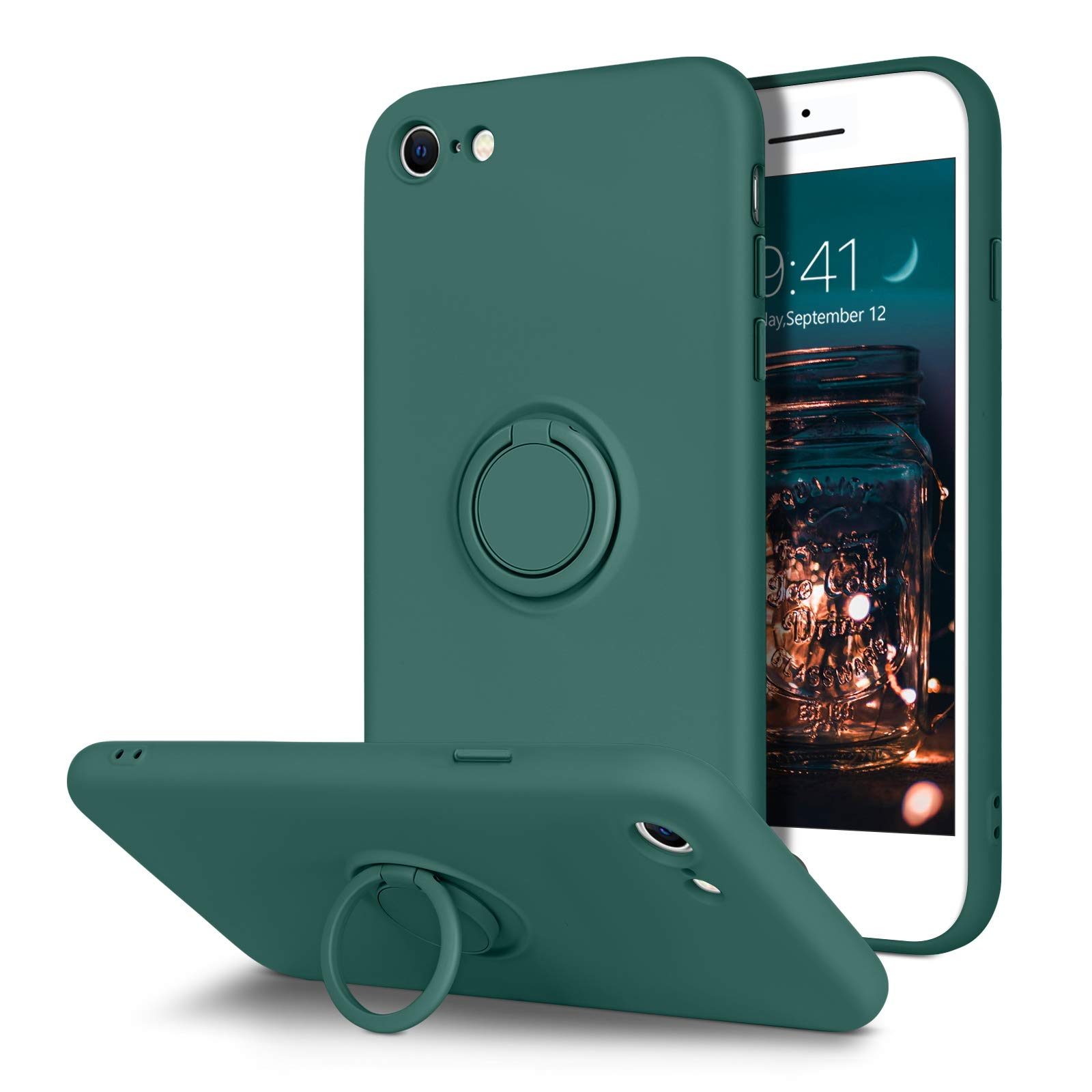 BENTOBEN Slim Shockproof Silicone Case with 360° Ring Holder & Kickstand for iPhone 6/6S 4.7