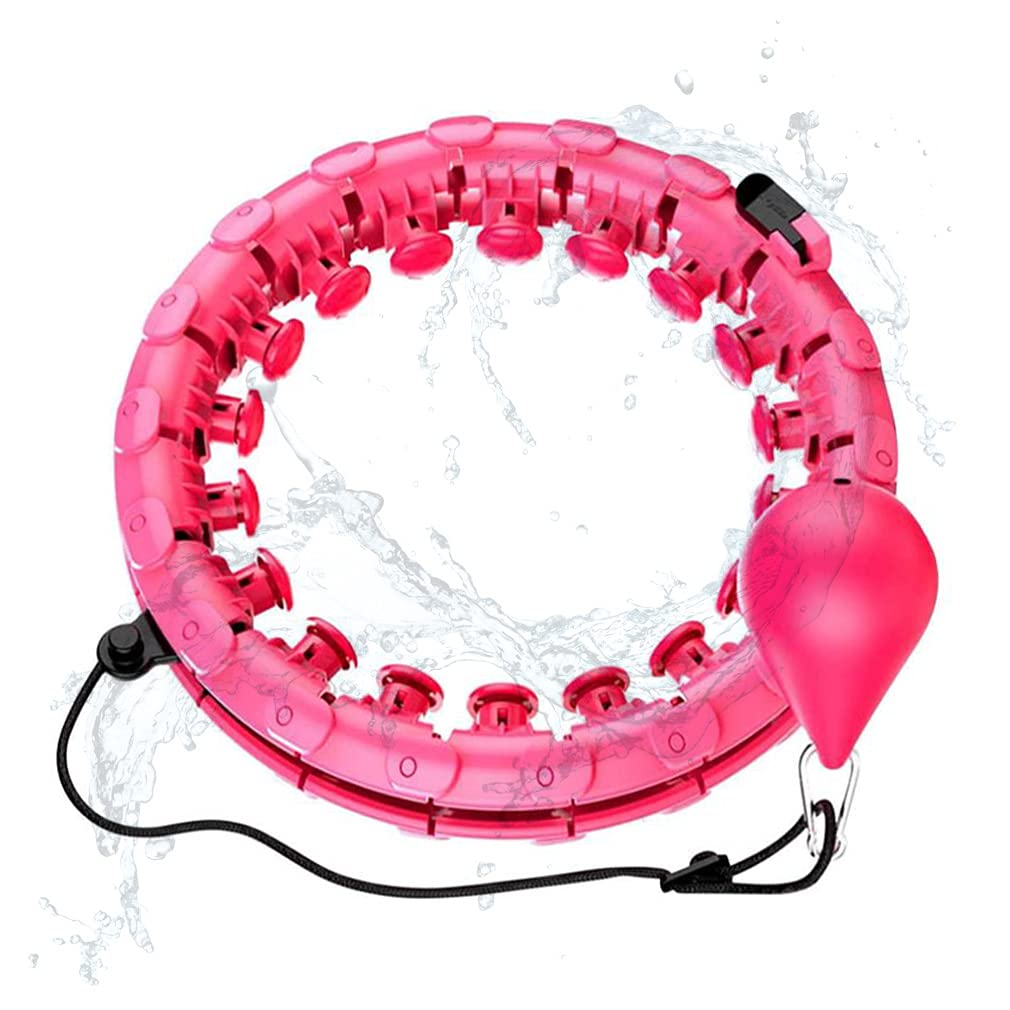 Weighted Hula Hoop for Adults - 2 in 1 Fitness & Massage Exercise Hoop with 24 Detachable Knots, Adjustable Auto-Spinning Ball for Weight Loss & Core Workout - Perfect for Home Gym, Outdoor Fitness & Stress Relief