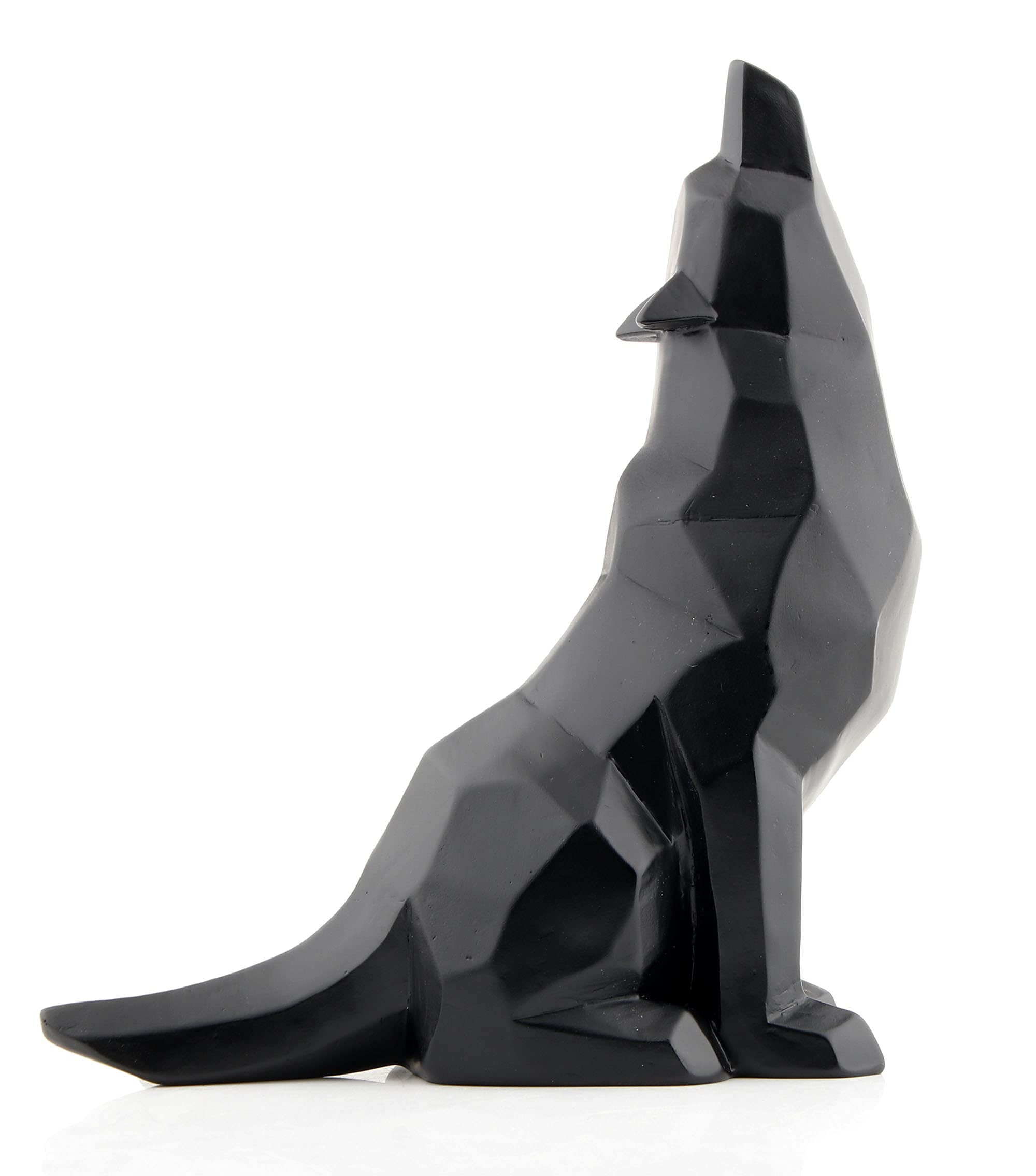 Black Wolf Howling Figurine - Handcrafted Wolf Statue for Home Decor, Office Desk, or Gift - Perfect for Nature Lovers & Wildlife Enthusiasts