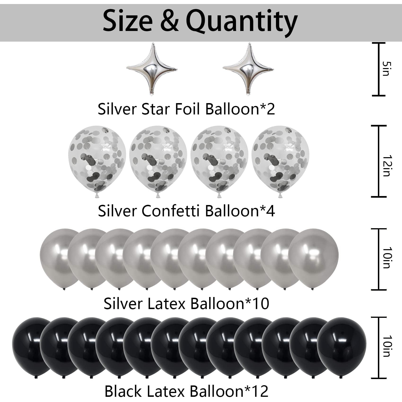 15th Birthday Party Decorations Set - Black & Silver Theme for Boys & Girls | Includes Happy Birthday Banner, Foil Stars & Balloons | Perfect for Quinceañera, Sweet 16 & Teen Birthday Celebrations