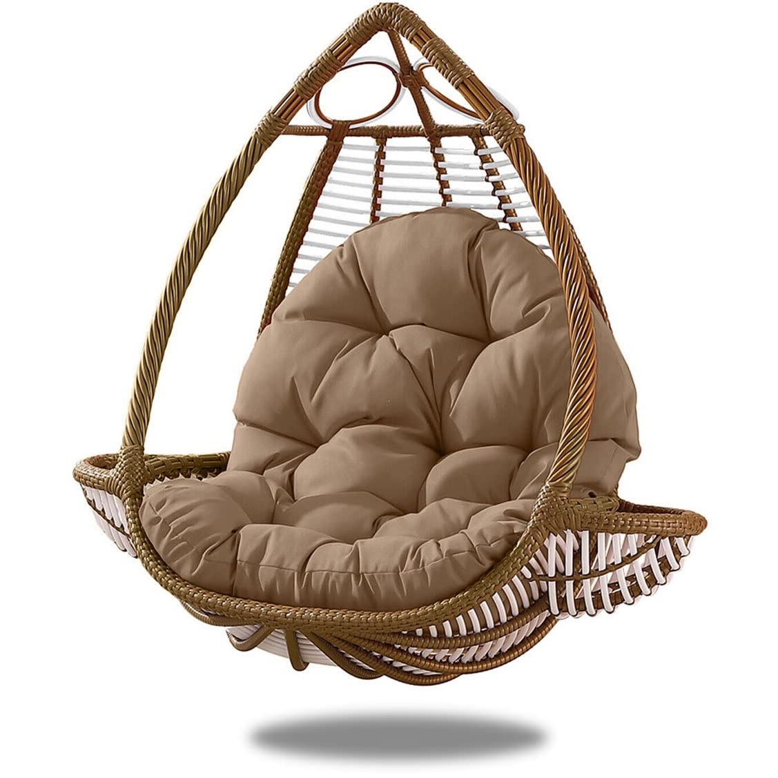 BOYIDAI Thick Hanging Chair Cushion for Indoor/Outdoor Swing - Removable Washable Egg Chair Pad - Light Brown Patio Hanging Basket Seat Cushion - Perfect for Garden, Balcony & Porch Relaxation