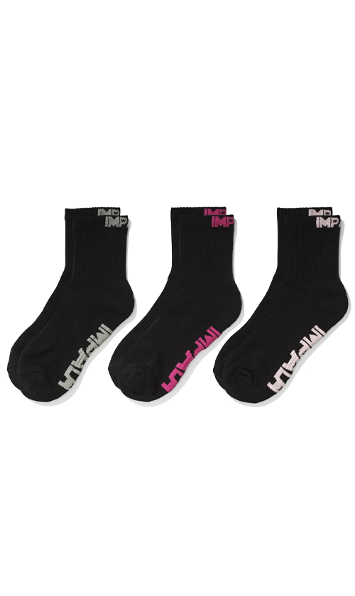 Impala Everyday Socks 3-Pack Black - Soft Comfortable Cotton Crew Socks for Men & Women - Perfect for Work, Sports & Casual Wear