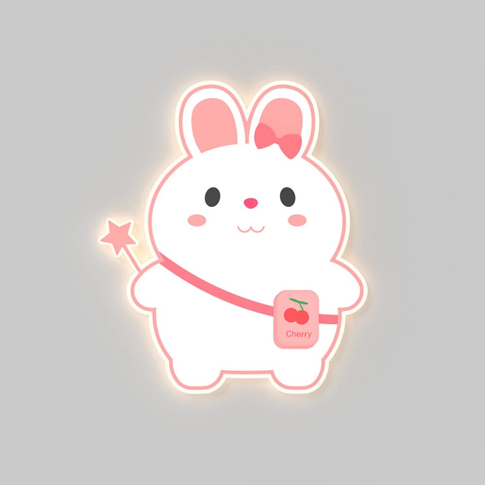 LED Rabbit Wall Sconce Lighting Fixture - Cartoon Kids Room Decor Wall Light for Girls Bedroom, Pink Nursery Wall Mount Lamp (13W Indoor Wall Wash Light) - Perfect for Children's Bedroom, Playroom & Nursery Decor