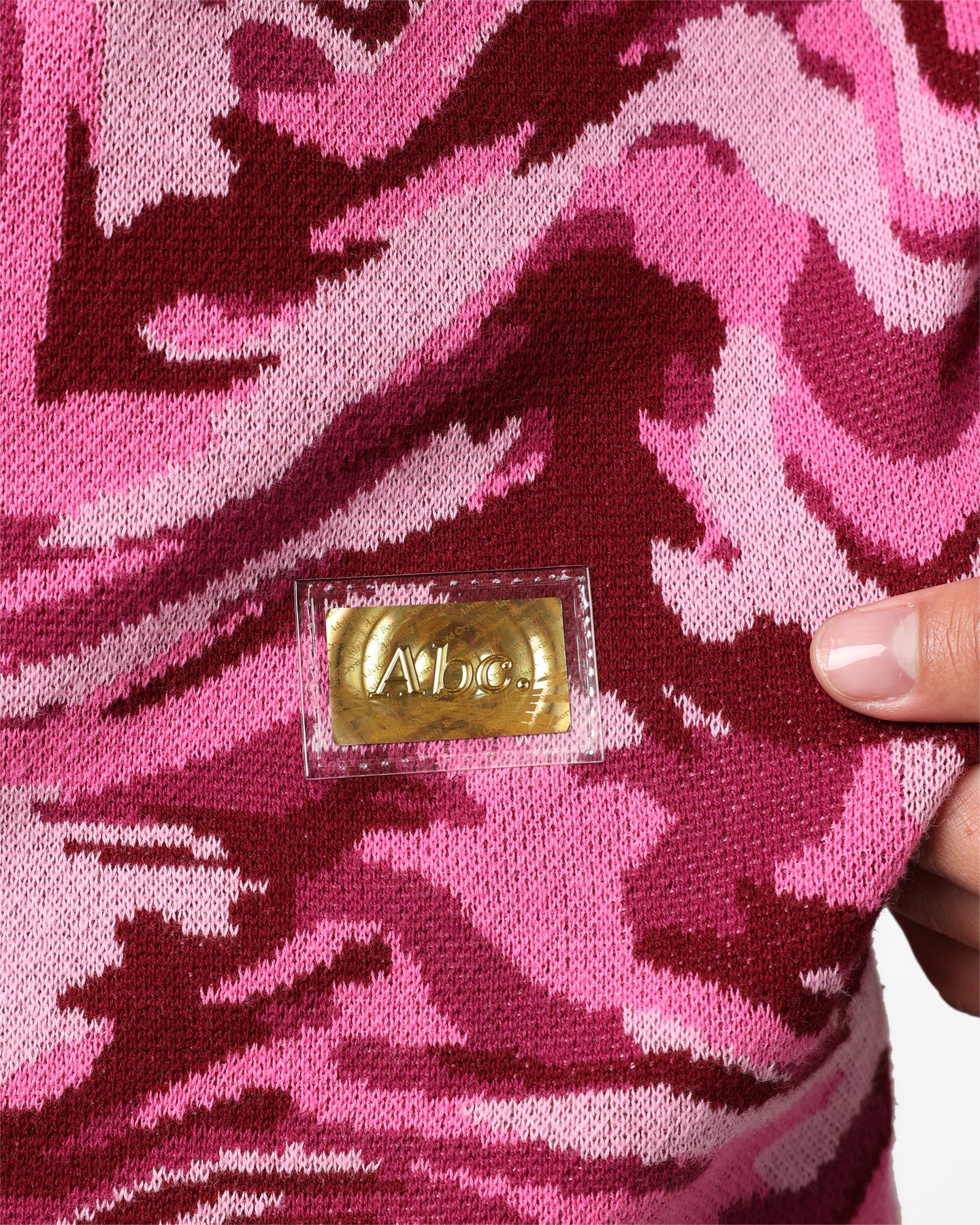 Advisory Board Crystals ABC 123 Warped Camo Crewneck Sweatshirt - Rubellite Pink Color | Streetwear Fashion & Casual Everyday Wear