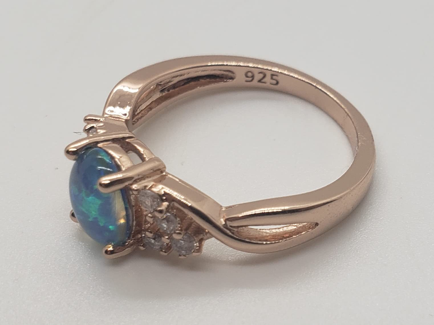 7 Size Blue Fire Opal Topaz Rose Gold Ring for Women - Elegant Jewelry Gift for Anniversary, Birthday & Special Occasions