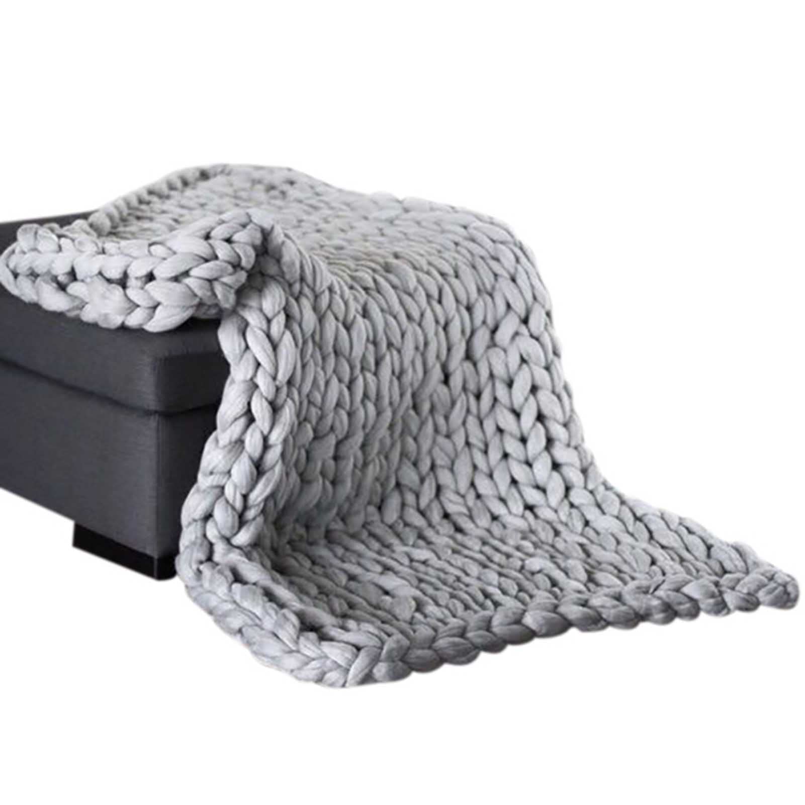 BAILR Chunky Knit Merino Wool Throw Blanket 39×47 Inch - Ultra Soft & Warm Blanket for Home, Bed, Sofa & Dorm - Cozy Breathable Winter Blanket (100×120cm) - Perfect for Cuddling, Netflix Nights & Gift Giving