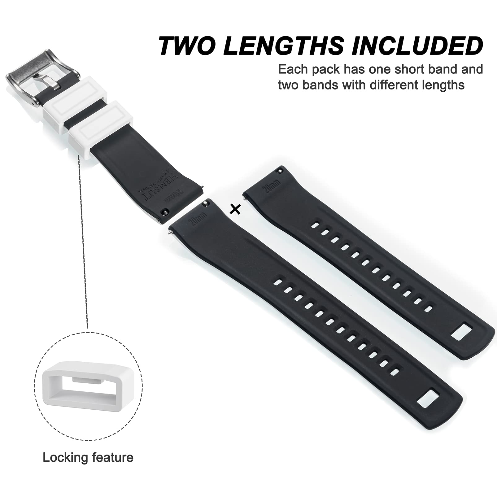 Hemsut Silicone Watch Bands - 18mm 20mm 22mm Quick Release Rubber Strap for Men & Women, Soft Durable Replacement Band with 10 Color Options - Perfect for Sports, Fitness & Everyday Wear