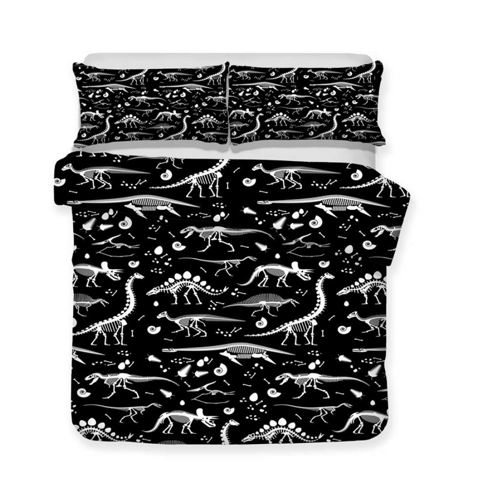 Dinosaur Print 3D Kids Bedding Set - Queen Duvet Cover with Pillowcase, Full/Kingsize Quilt Cover for Children's Room Decor | Soft & Fun Dinosaur Themed Bedclothes for Boys & Girls | Perfect for Bedrooms, Sleepovers & Nursery Decor (US Queen Size)
