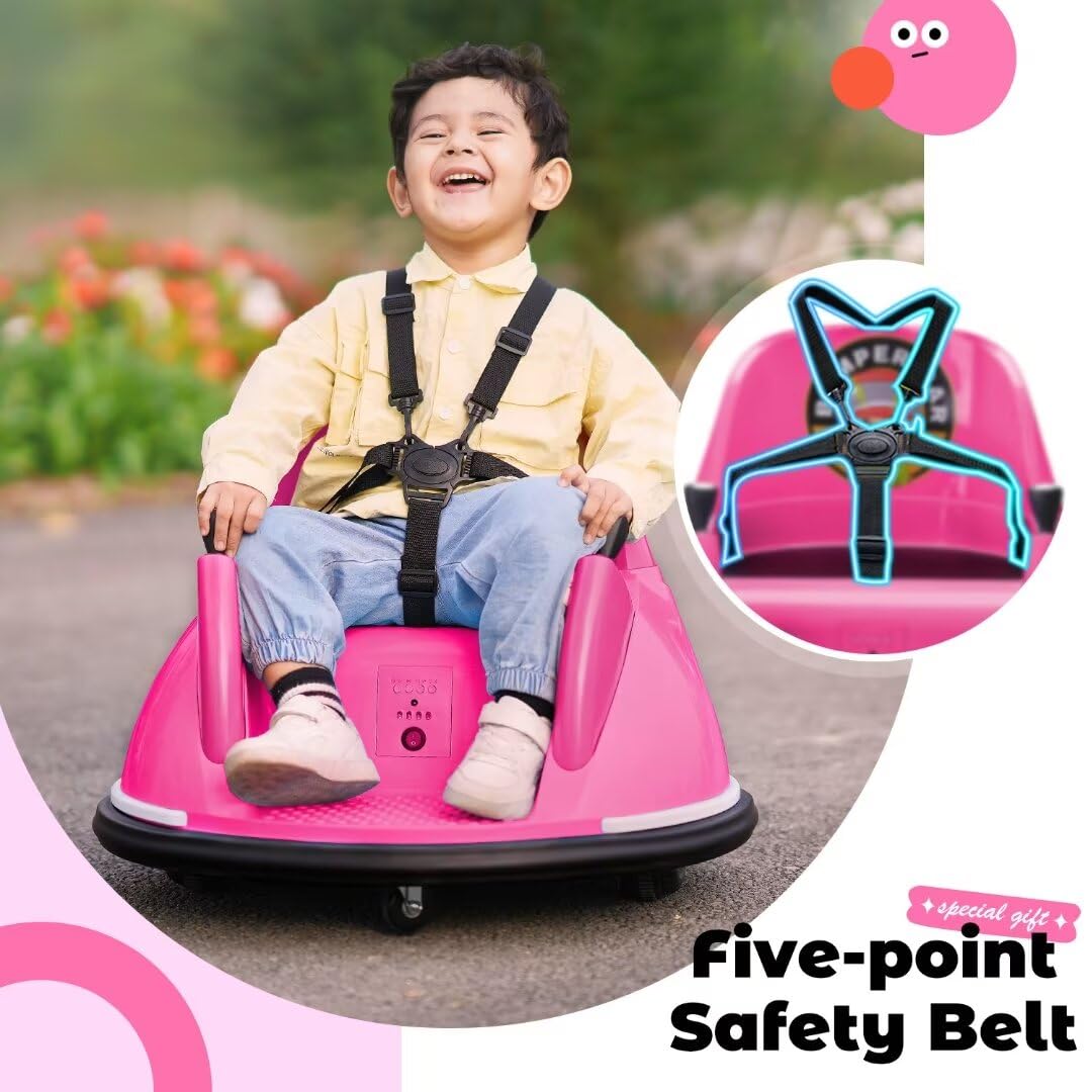 **Zupapa 12V Electric Ride-On Bumper Car for Kids Ages 1.5-6 Years - Remote Control, Bluetooth Music, 3 Speed Modes, DIY License Plate - CPSIA & ASTM Certified - Perfect for Indoor & Outdoor Play**