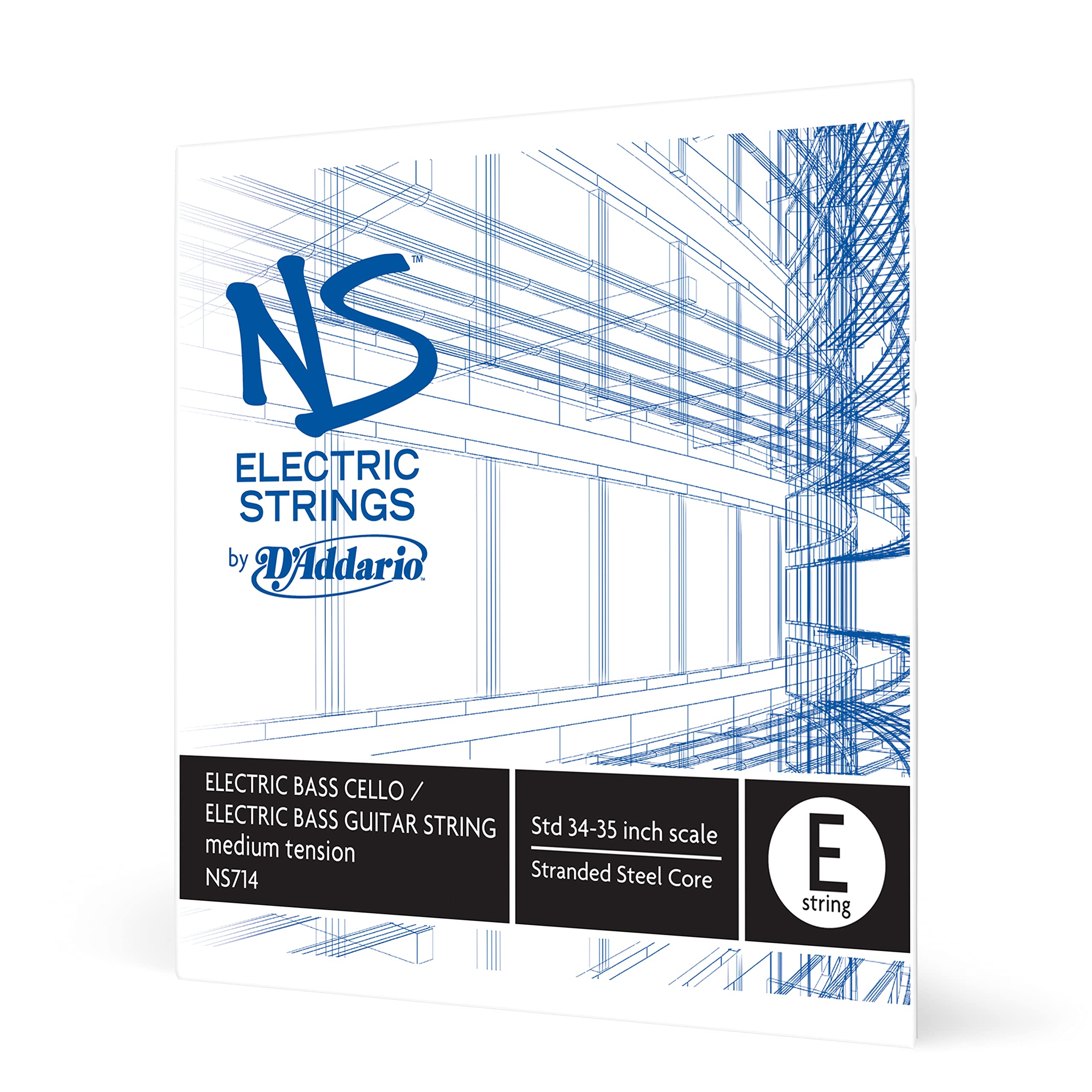 D'Addario NS Electric Bass & Cello E String - Single 4/4 Scale Medium Tension String for Professional Musicians | Perfect for Jazz, Classical & Studio Performances