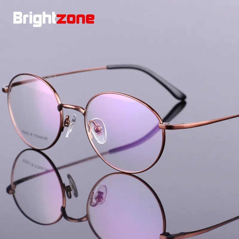 Brightzone Unisex Full Rim Oval Round Titanium Eyeglasses Frame 79003 - Lightweight & Durable for Work, Reading & Everyday Wear