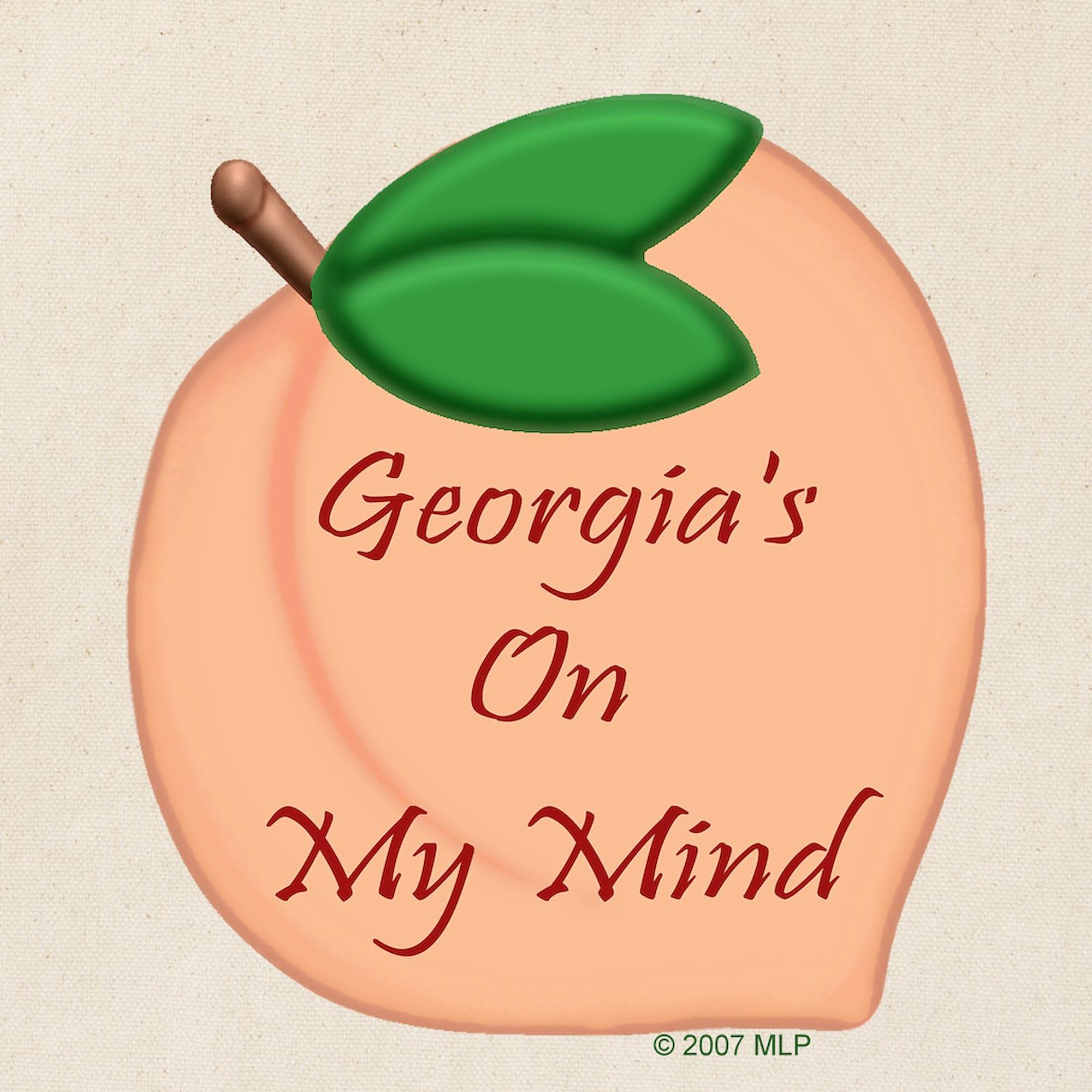 Georgia Peach Themed Natural Canvas Tote Bag - Reusable Eco-Friendly Shopping Bag for Groceries, Beach & Farmers Market