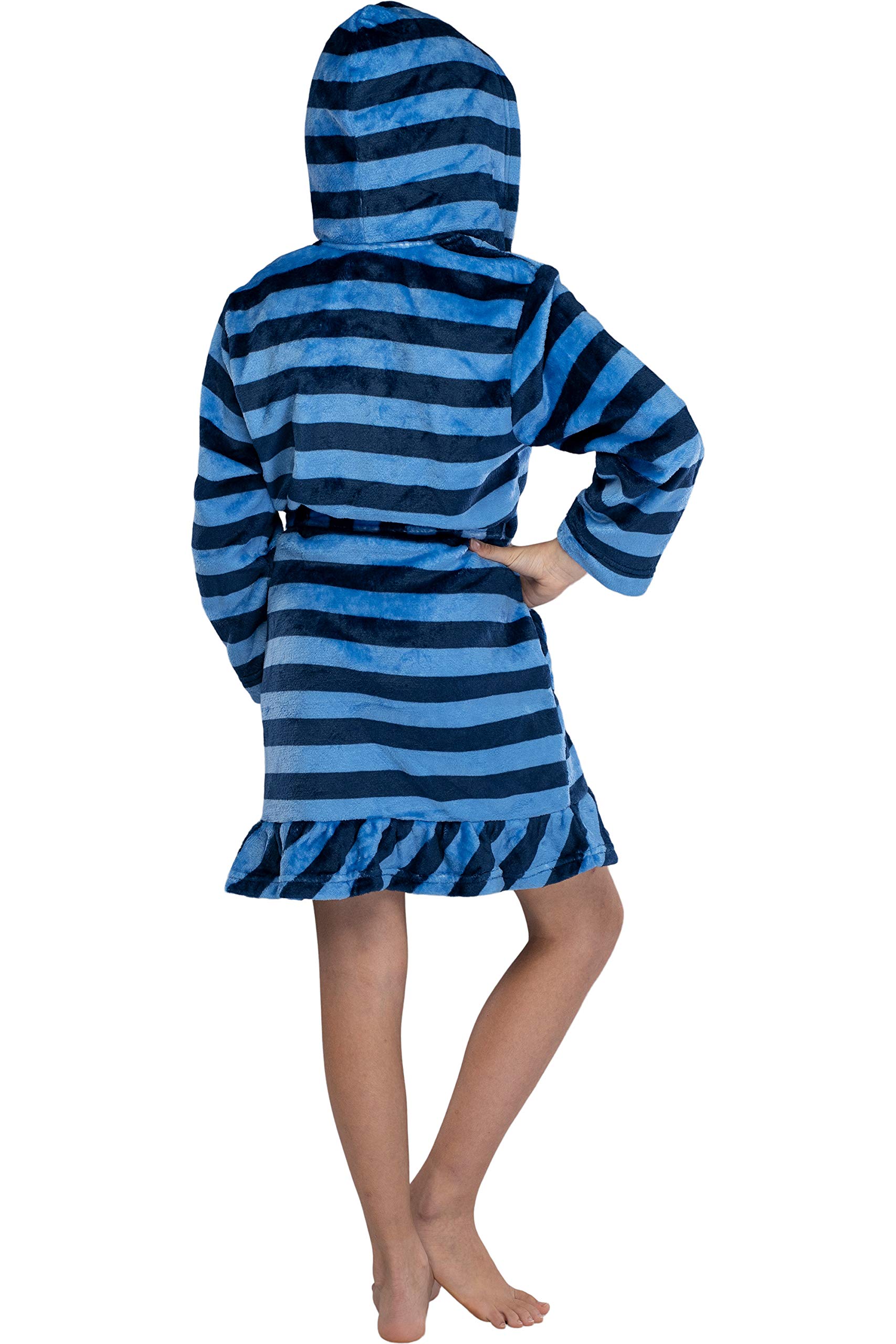 Harry Potter Girls' Striped Ruffle Plush Fleece Robe - Gryffindor, Hufflepuff, Slytherin, Ravenclaw House Robes for Kids & Teens | Cozy Halloween Costume, Christmas Pajamas & Lounge Wear