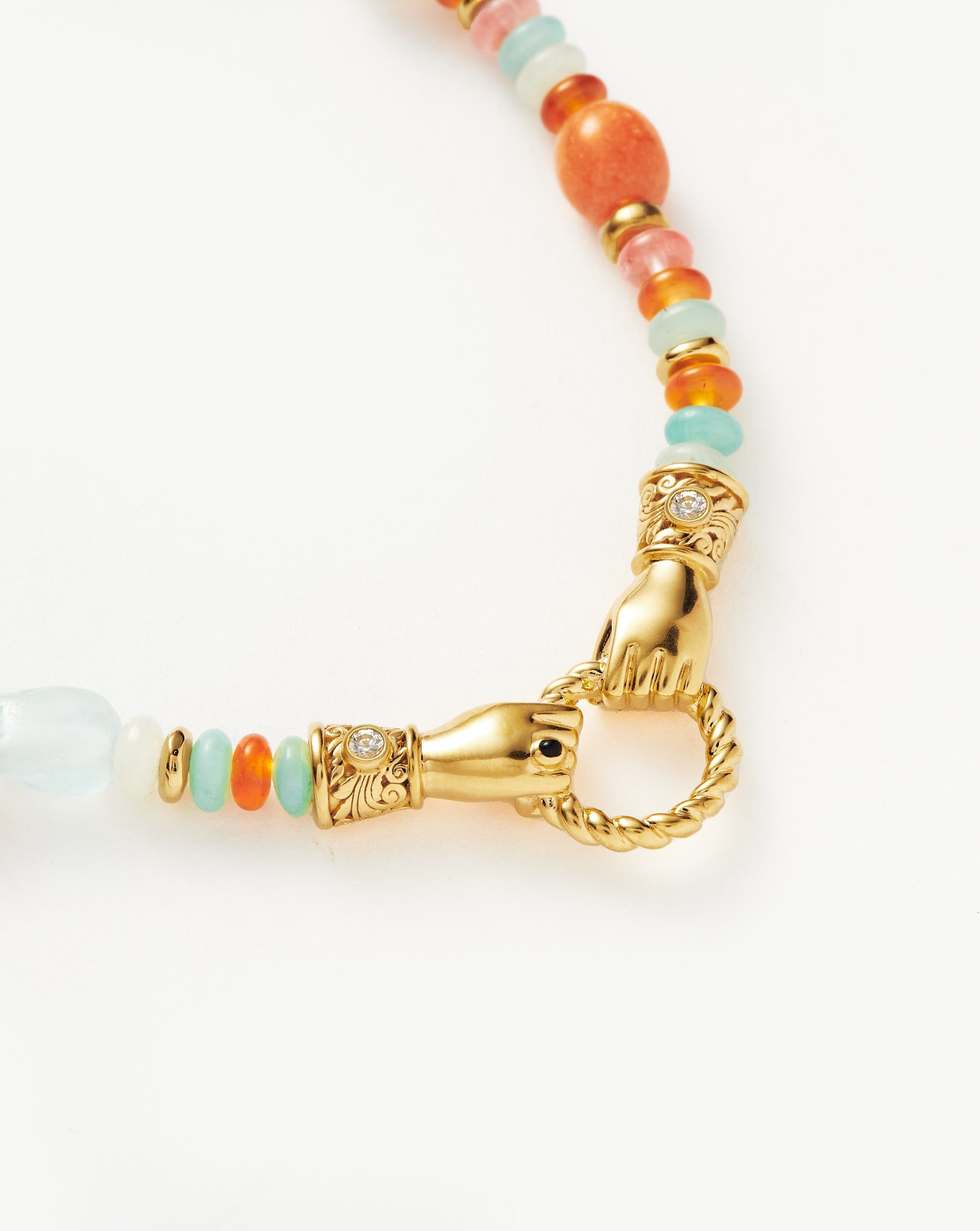 Harris Reed In Good Hands Beaded Gemstone Necklace - 18k Gold Plated Multi Gemstone & Pearl Jewelry for Women | Elegant Gift for Birthday, Anniversary & Special Occasions