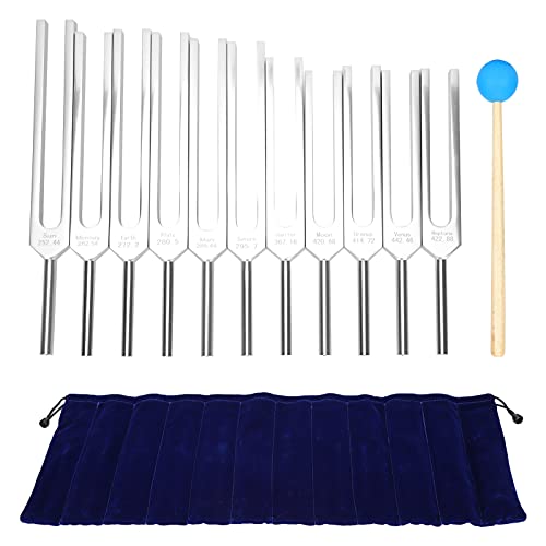 11-Piece Tuning Fork Hammer Tool Set with Storage Bag - Aluminum Alloy Sound Healing Therapy Kit for DNA Healing, Chakra Balancing & Relaxation - Perfect for Meditation, Yoga, Reiki & Energy Healing Sessions