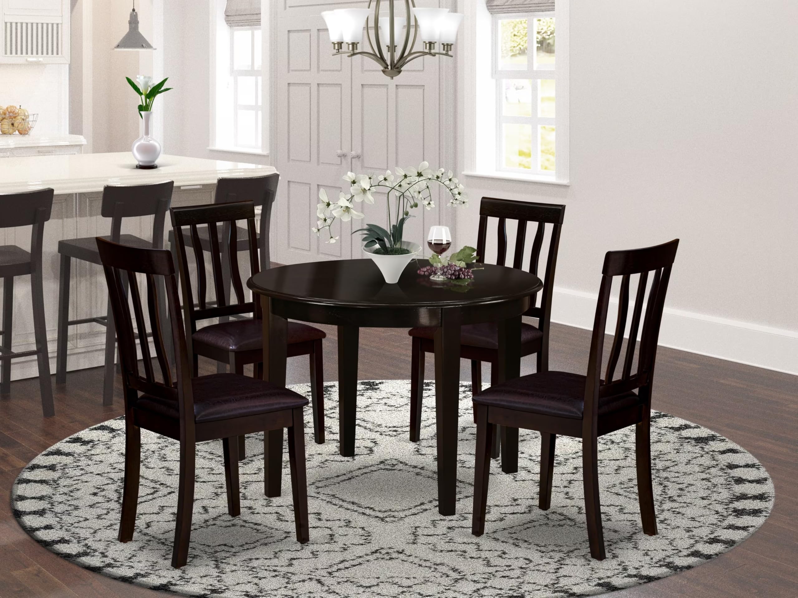 East West Furniture BOAN5-CAP-LC 5-Piece Dining Room Set - 42