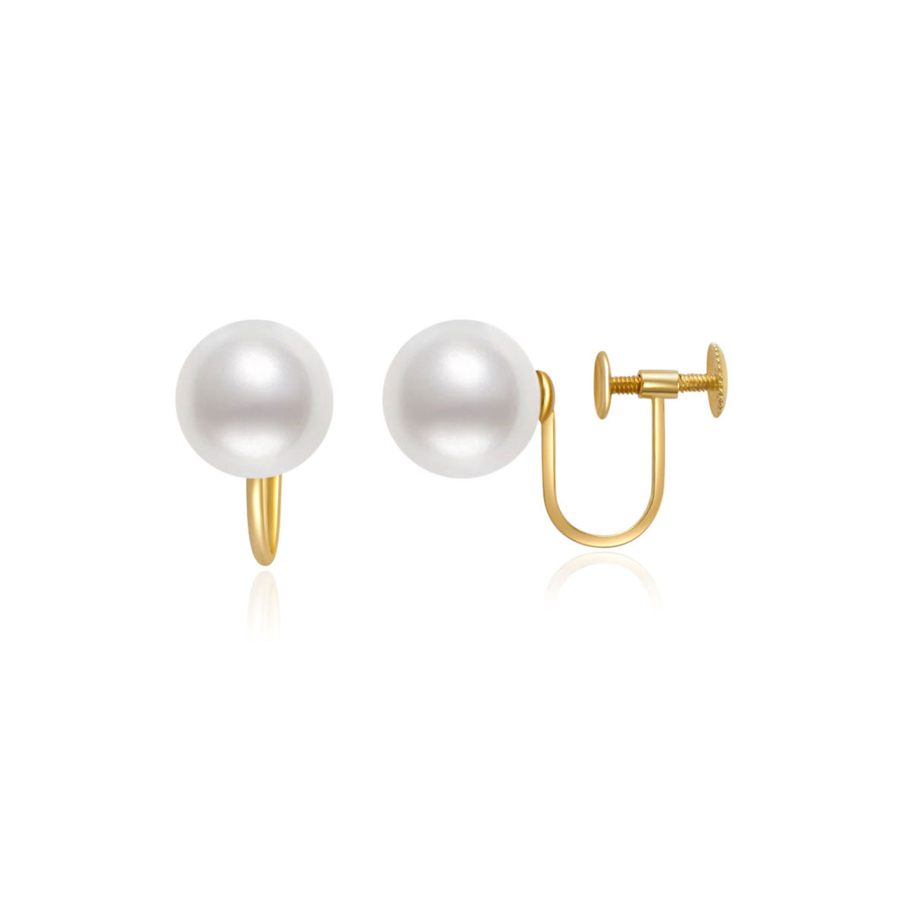 18K Solid Gold Clip-On Freshwater Pearl Stud Earrings for Women - Hypoallergenic Luxury Jewelry Gift - Perfect for Weddings, Parties & Special Occasions