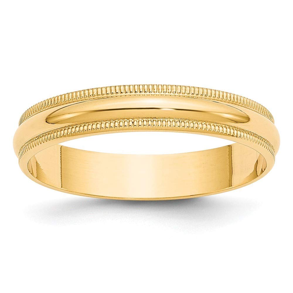 14K Gold Milgrain Half Round Band Ring for Women - Rose, White & Yellow Gold, Sizes 3mm 4mm 5mm 6mm | Elegant Wedding, Anniversary & Gift Jewelry