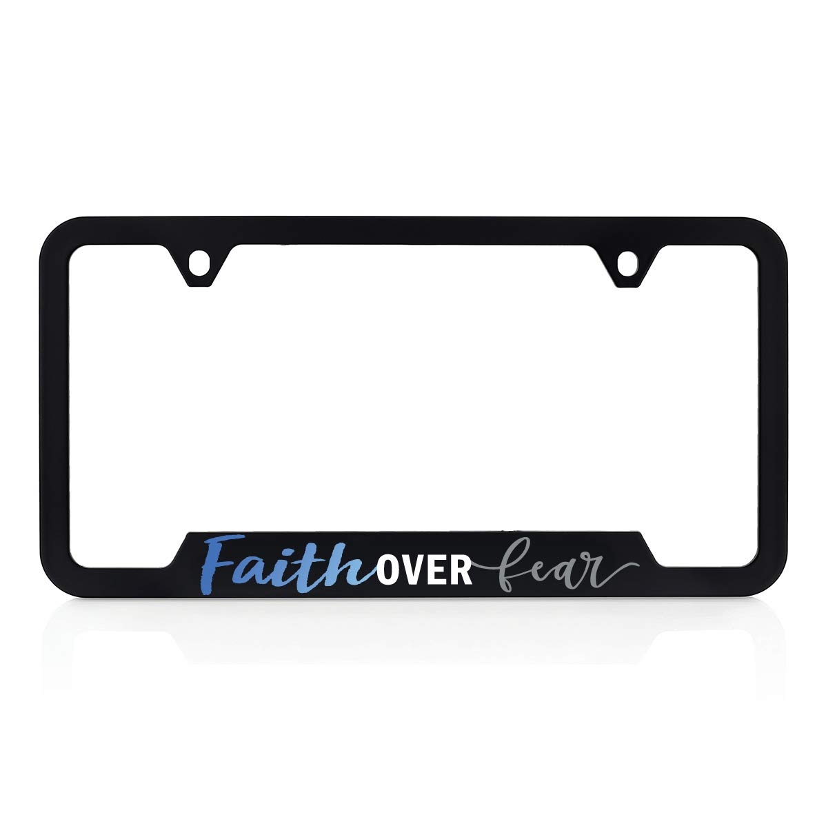 BARON-JEWELRY Faith License Plate Frame - Inspirational 'Faith Over Fear' Car Accessory - Durable UV Printed Plastic - Perfect for Cars, Trucks & Motorcycles