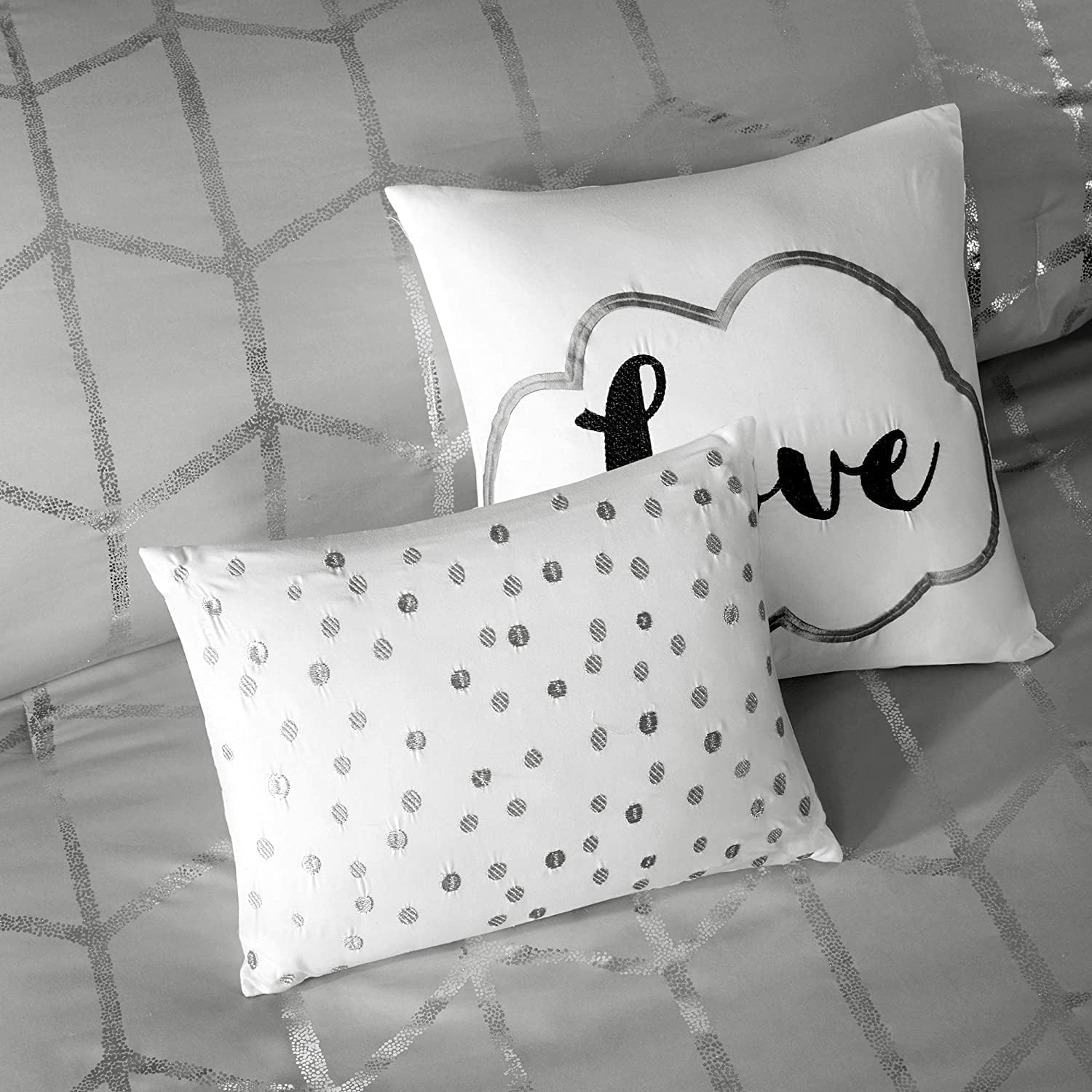 Premium Raina Comforter Set - Full/Queen Size, Soft Grey & Silver Bedding - Perfect for Master Bedroom, Guest Room & Cozy Home Decor