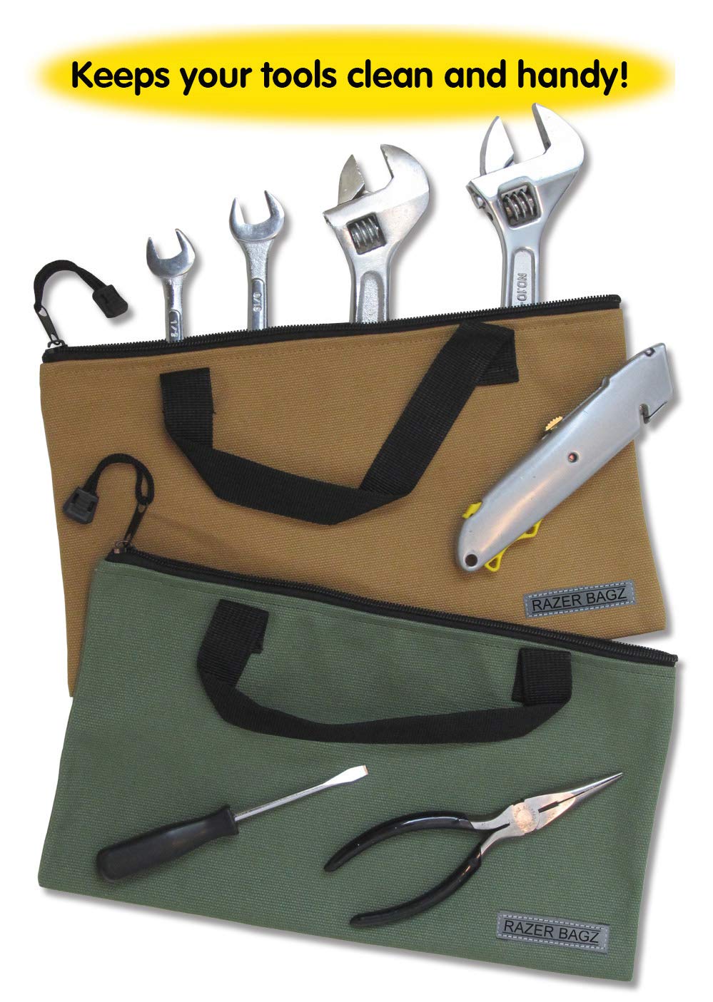 Heavy Duty Canvas Tool Bag Set of 5 - Durable Tool Organizer & Holder for Construction, Electricians, Mechanics - Perfect for Job Sites, Workshops & DIY Projects