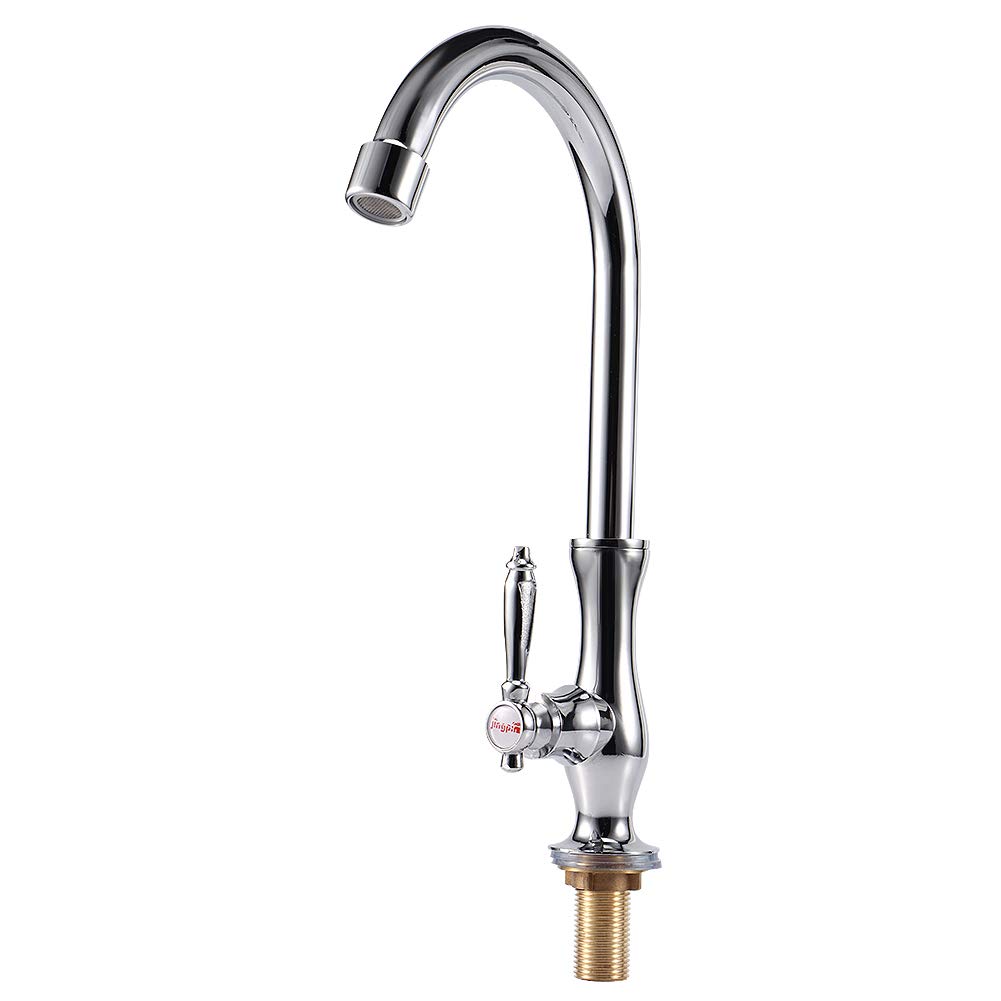 360 Degree Rotating G1/2 Inch Kitchen Faucet - Silver Zinc Alloy Sink Tap with Round Handle for Basin, Bathroom & Home Use | Durable Water Tap for Modern Kitchens & Utility Sinks