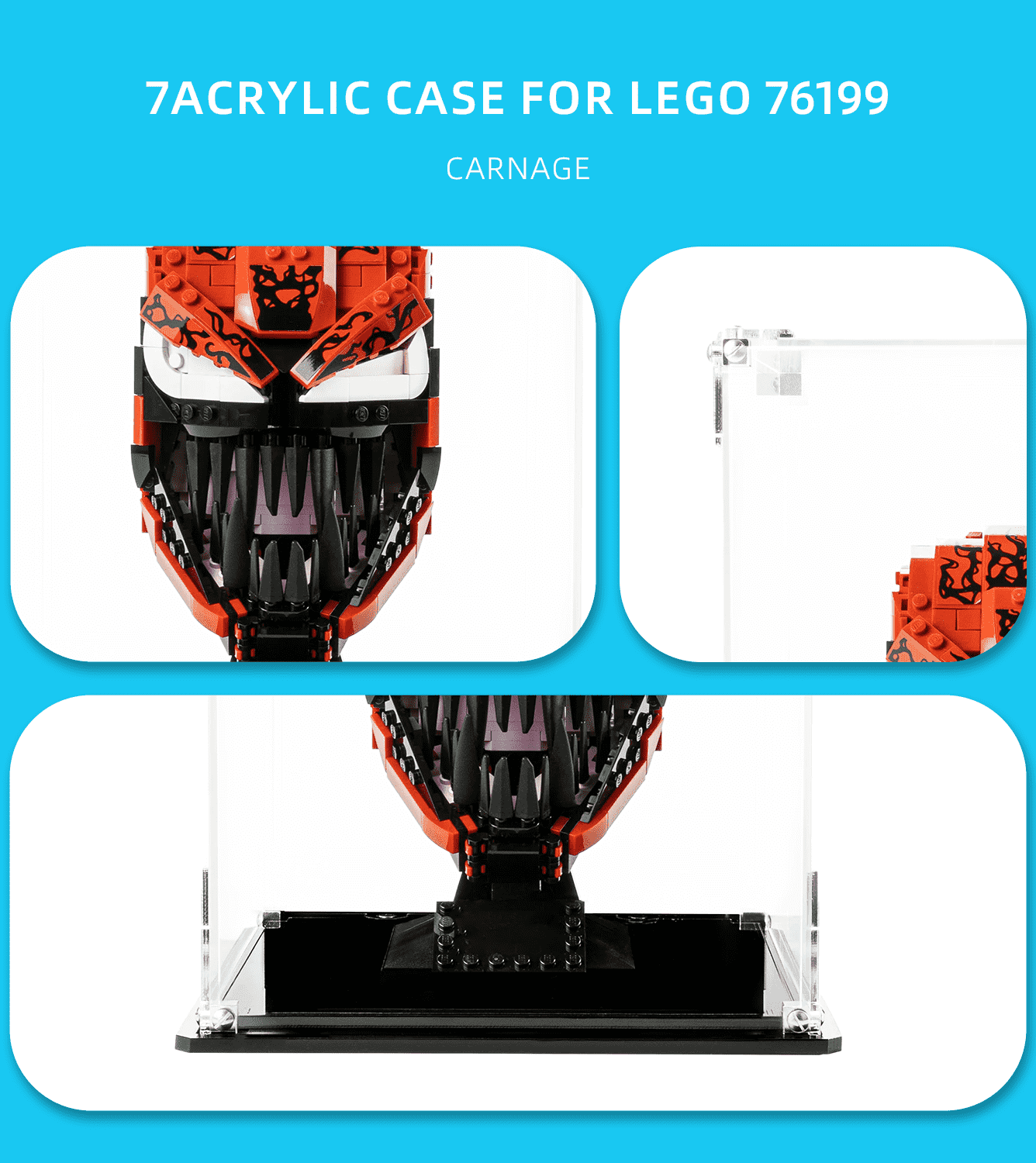 Lego Marvel Carnage 76199 Display Case - Clear Acrylic Showcase for Collectible Minifigures | Perfect for Home Decor, Office Display & Gift Giving