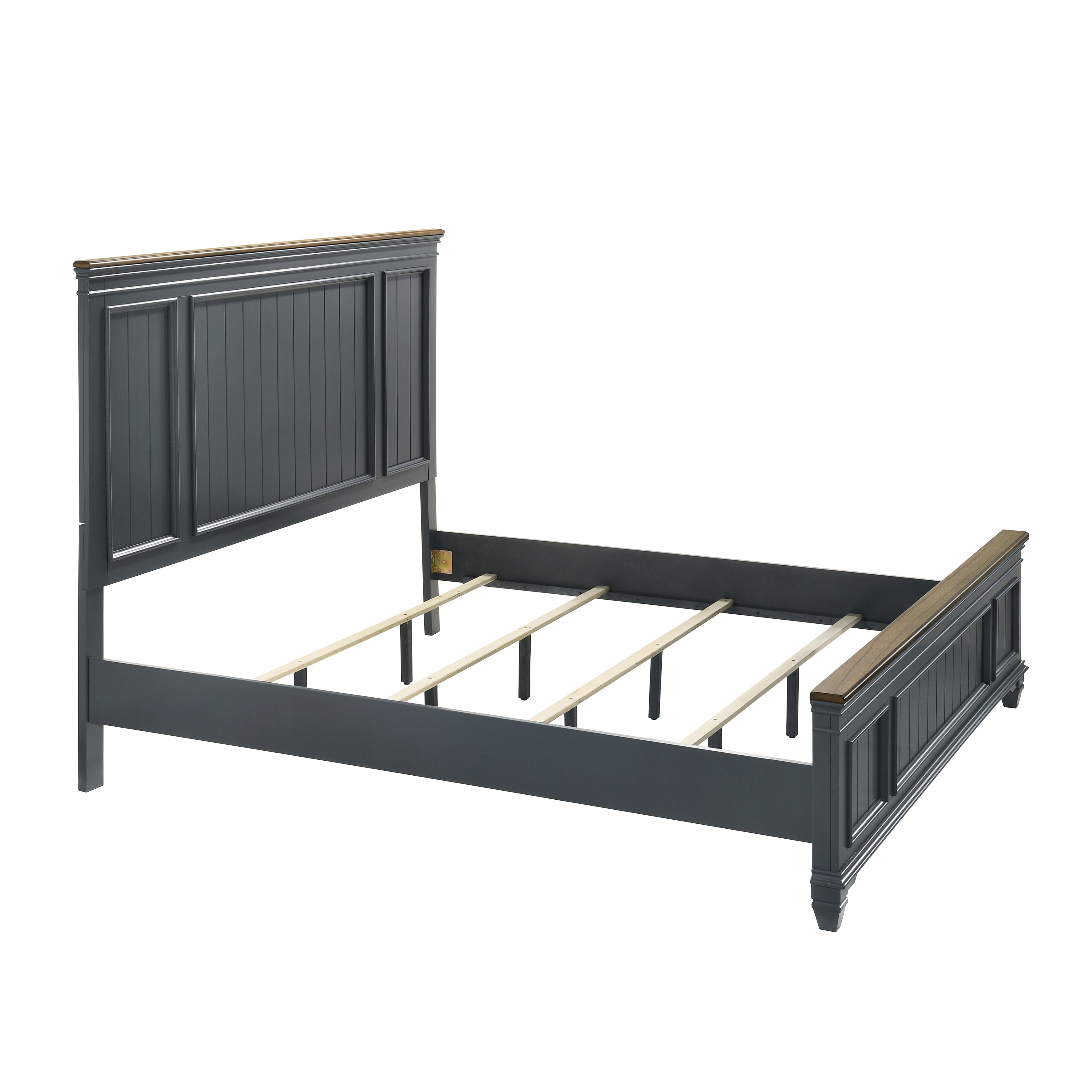Roundhill Furniture Clelane Wood Bedroom Set with Shiplap Panel Bed - Queen Size, Slate Blue Finish - Modern Farmhouse Bedroom Decor for Master & Guest Rooms