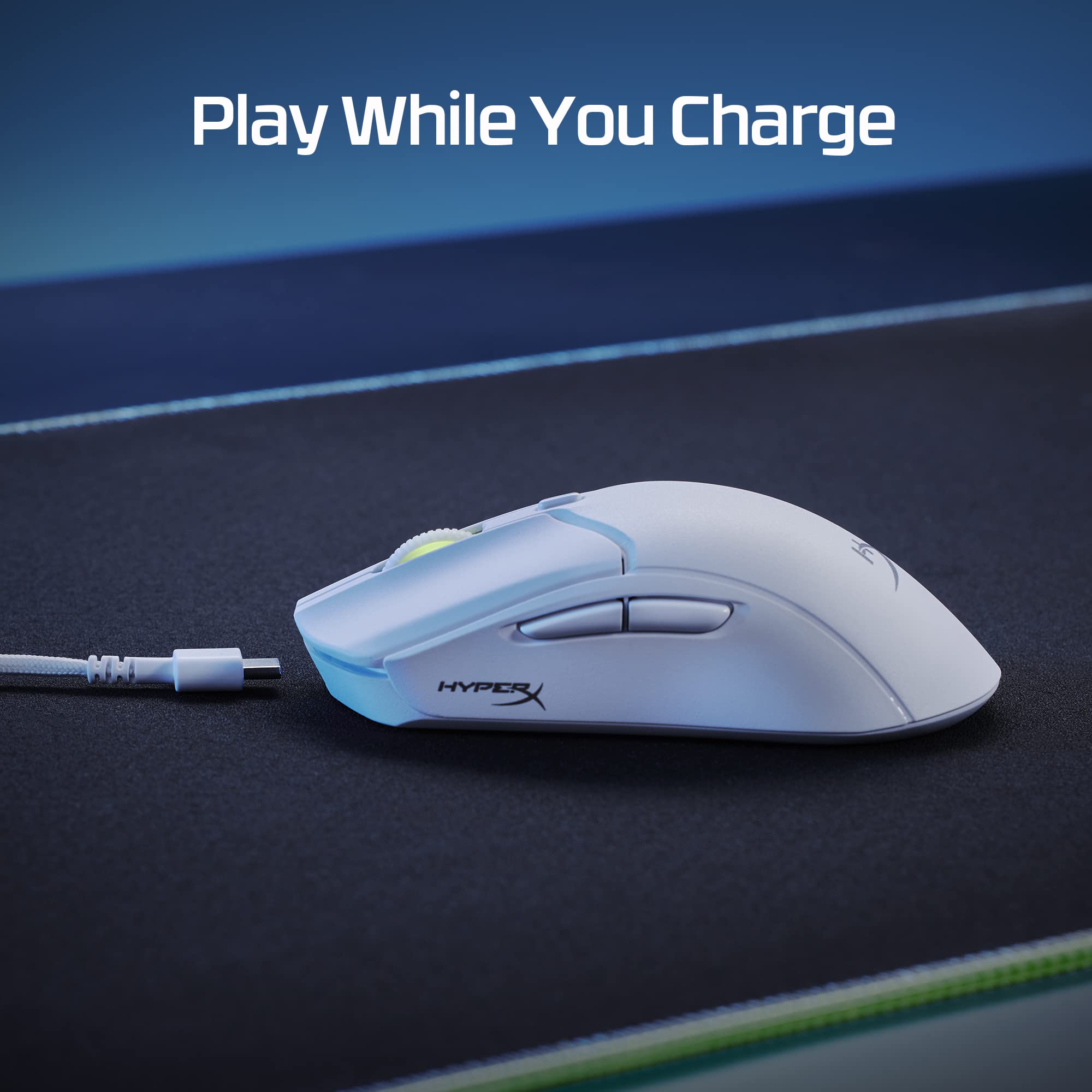 HyperX Pulsefire Haste 2 Wireless Gaming Mouse - Ultra Lightweight 61g, 100-Hour Battery Life, Dual Wireless, High Precision Sensor - White - Perfect for FPS, MOBA & Esports Gaming