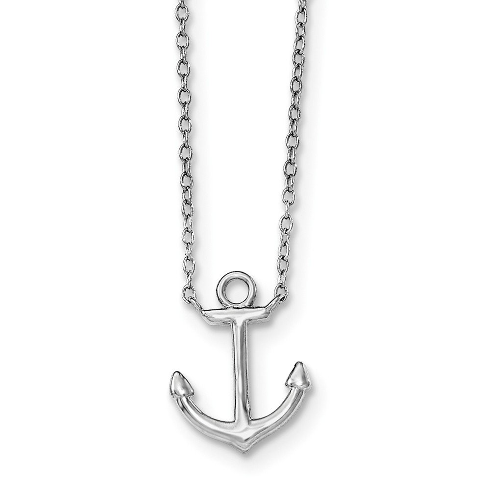 Sterling Silver Rhodium-Plated Anchor Necklace with 2-Inch Extender - Perfect for Gifts, Layering & Everyday Wear
