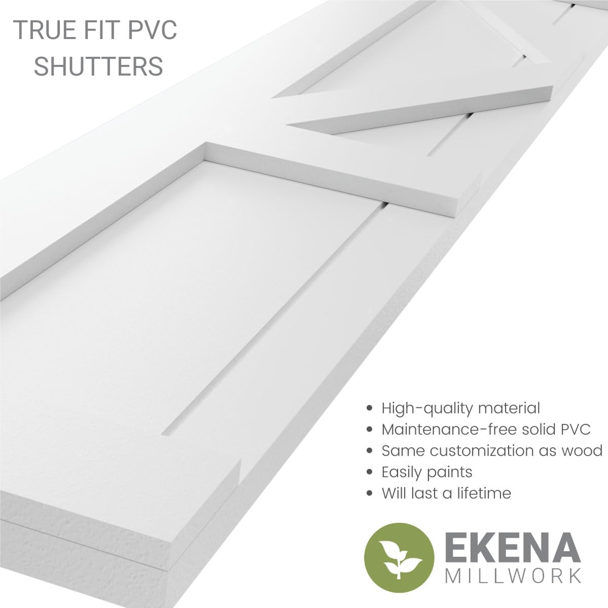 Ekena Millwork TFP107FH15X071MG True Fit PVC Center X-Board Farmhouse Fixed Mount Shutters - 15x71 Inches Moss Green (Pair, Hardware Not Included) | Perfect for Home Exterior, Window Decor & Farmhouse Style Enhancement