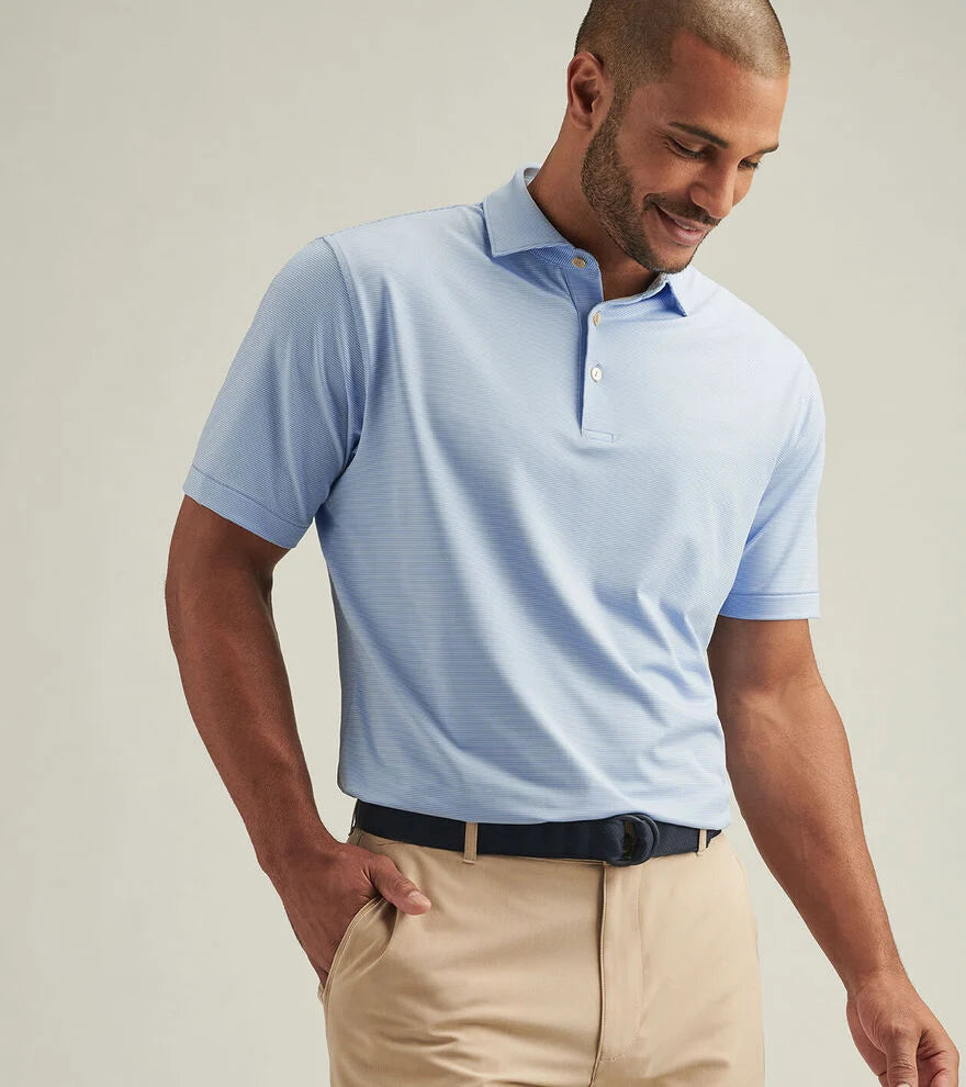 Peter Millar Men's Jubilee Performance Jersey Polo Shirt - Moisture-Wicking, Breathable Golf & Casual Shirt in Blue Fade - Perfect for Golf, Office & Summer Outings