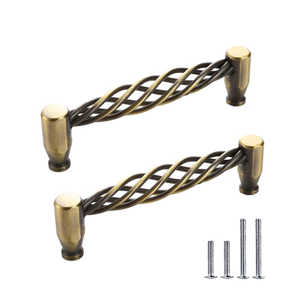 2 Pack Matte Black Bronze Birdcage Cabinet Pulls - 128mm Oval Nest Twist Kitchen Cupboard Handles - Vintage Brass Drawer Hardware for Cabinets & Furniture - Perfect for Farmhouse, Shabby Chic & Retro Home Decor