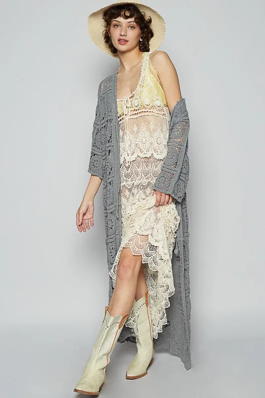 Beachy Boho Crochet Cardigan for Women - Lightweight Summer Cover Up - Perfect for Beach, Music Festivals & Boho Fashion