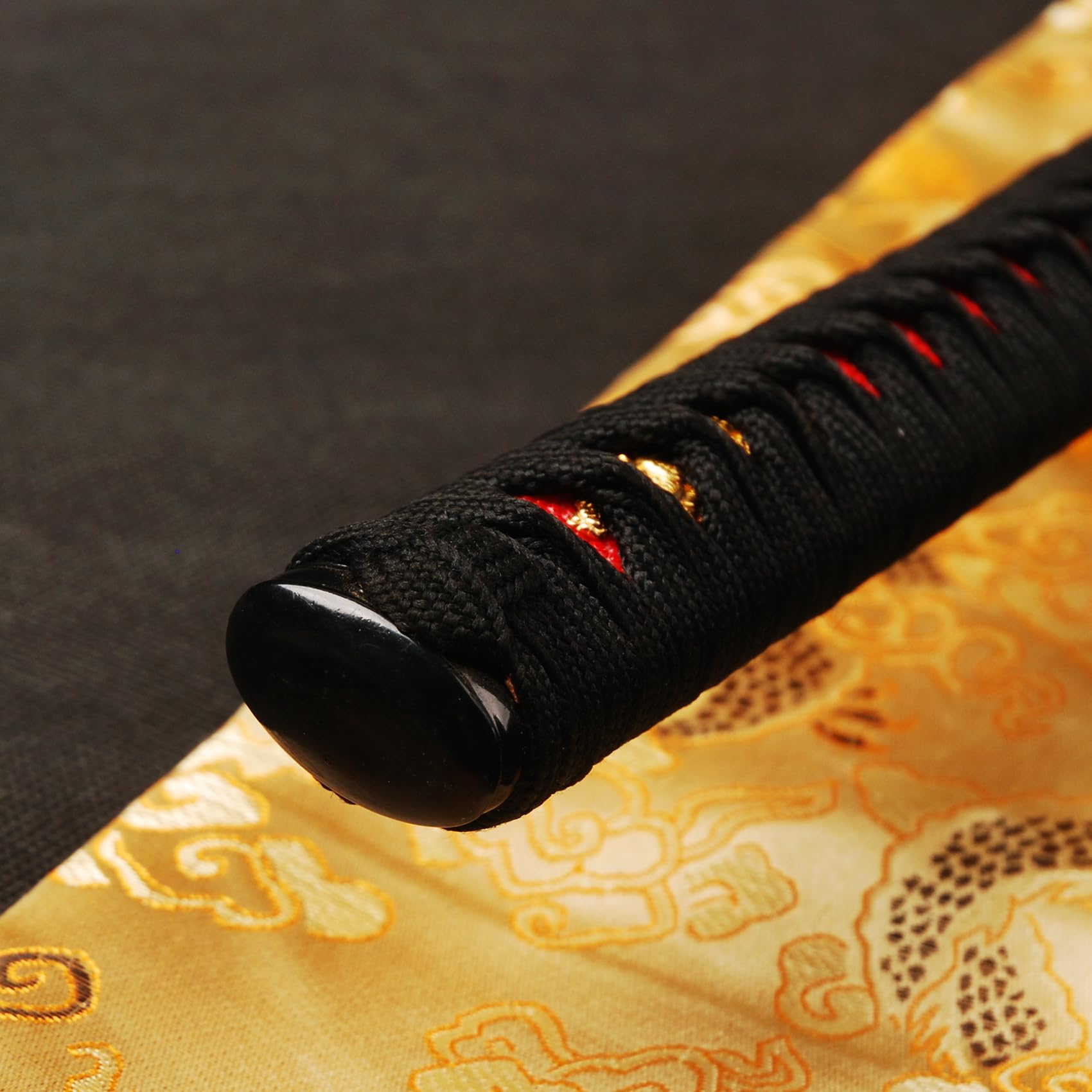 Premium Blood Red Damascus Steel Japanese Samurai Katana Sword with Dragon Tsuba - Handcrafted Folded Steel Blade for Martial Arts Training, Cosplay & Collectors