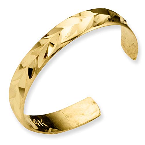 14K Gold Black Bow Diamond-Cut 2mm Toe Ring - Elegant Foot Jewelry for Beach, Pool Parties & Summer Fashion