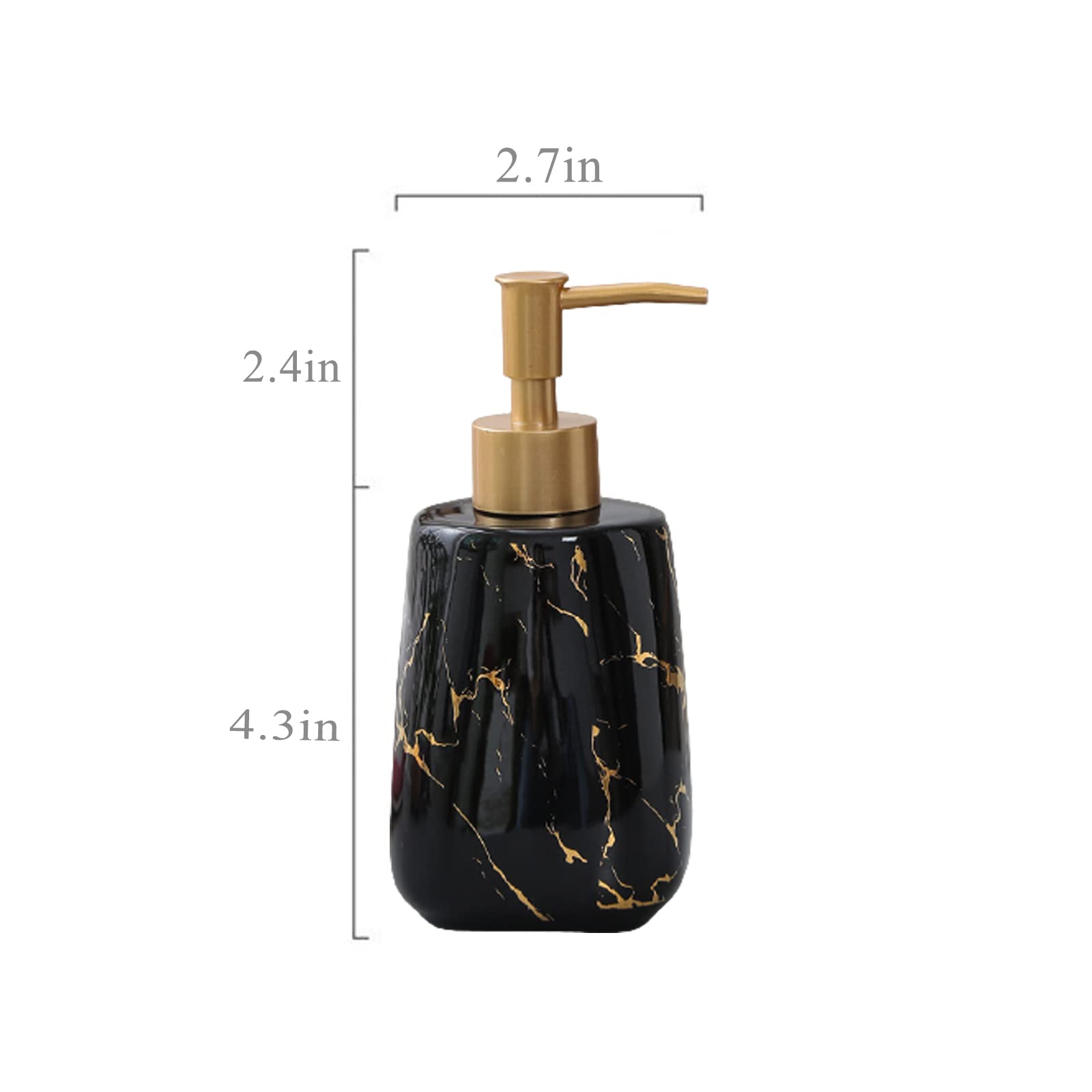 Black Marble Soap Dispenser for Kitchen & Bathroom - 350ML/9.8OZ Hand Soap, Shampoo & Conditioner Pump Bottle - Perfect for Sink, Shower and Countertop Organization