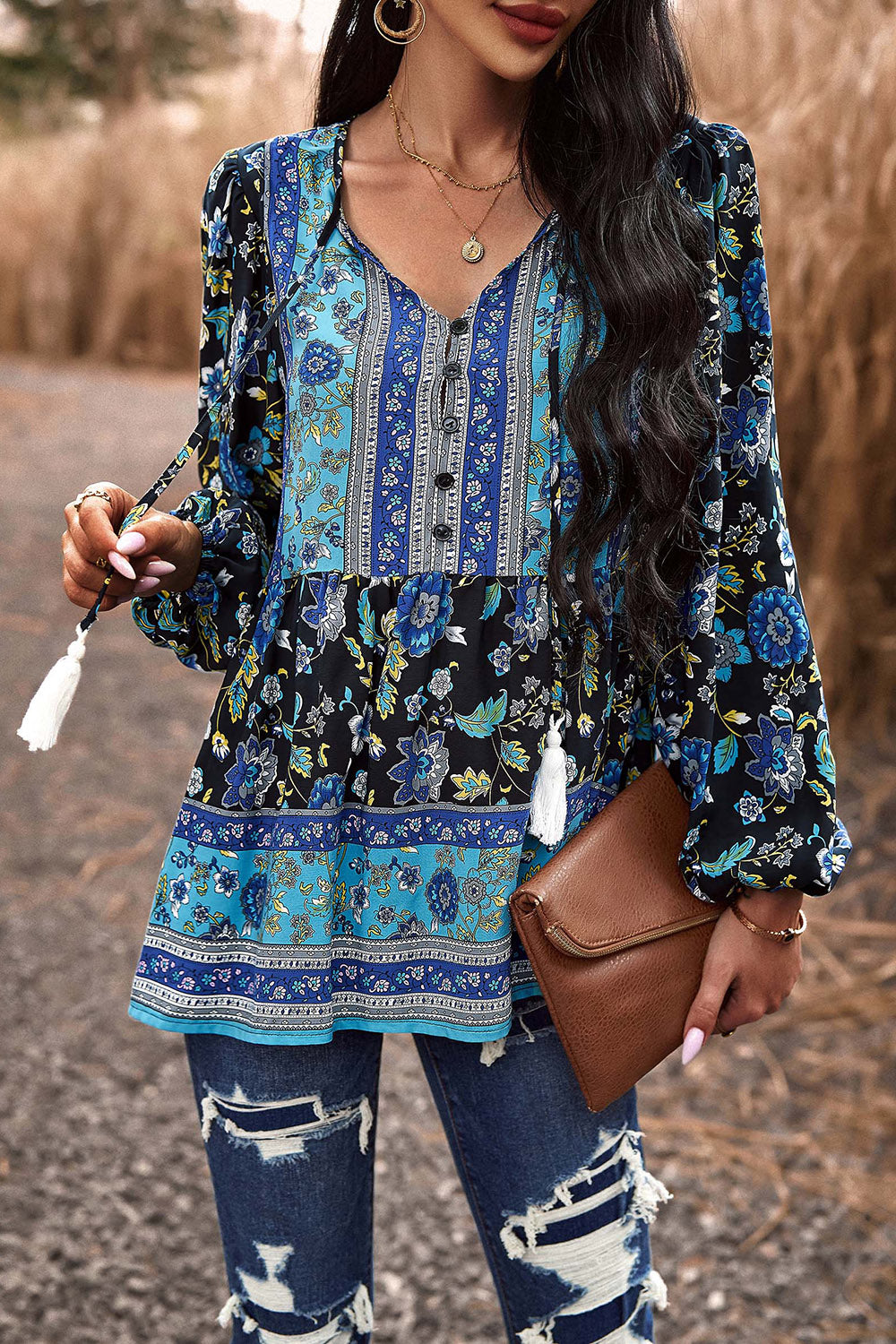 Elegant Tassel Tie Long Sleeve Peplum Blouse for Women - Office Wear, Party Outfit & Casual Chic Fashion