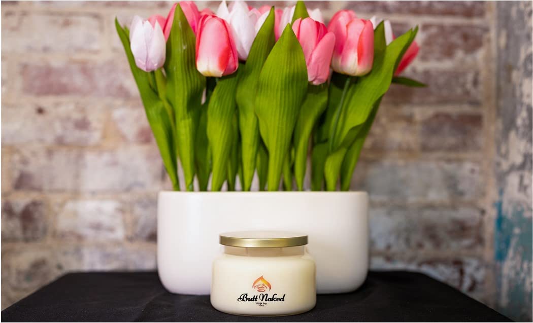 Handmade Soy Wax Candles 10oz - Non-Toxic Pet Safe Candles with Long Lasting Burn - Dye Free Aromatherapy Candles (Butt Naked Scent) - Perfect for Relaxation, Meditation & Home Decor