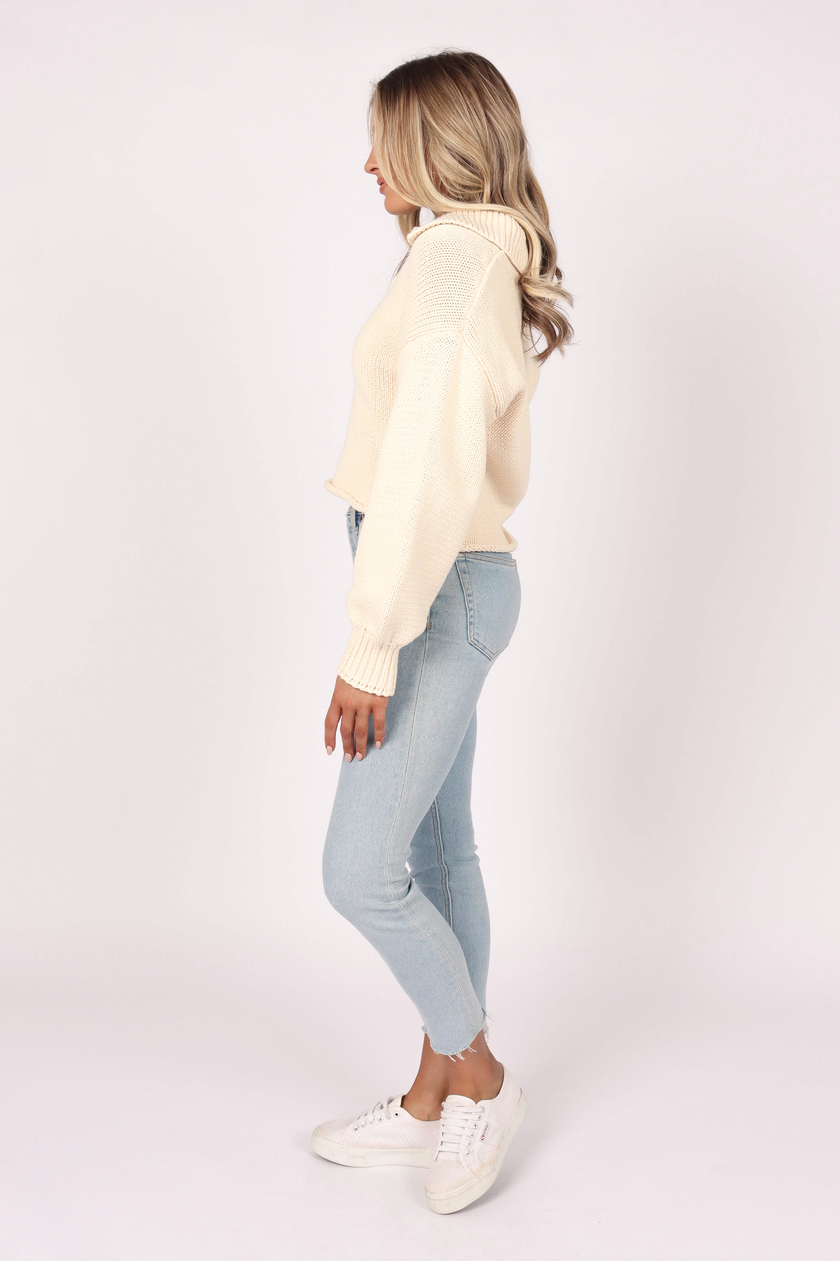 Julia Knit Sweater Women's Soft Cream Cable Pullover - Cozy Winter Fashion for Casual Outings & Office Wear