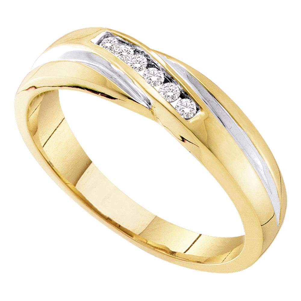 10K Yellow Gold Men's Round Diamond Wedding Band Ring - 1/8 CTTW by FB Jewels - Perfect for Engagements, Anniversaries & Special Occasions