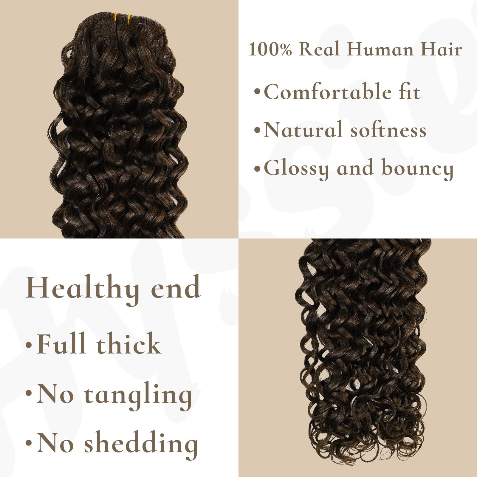 7pcs Curly Human Hair Clip-in Extensions with 16 Clips - 120g Soft Thick Wavy Real Human Hair in Dark Brown #2 for Volume & Length - Perfect for Parties, Weddings & Daily Styling