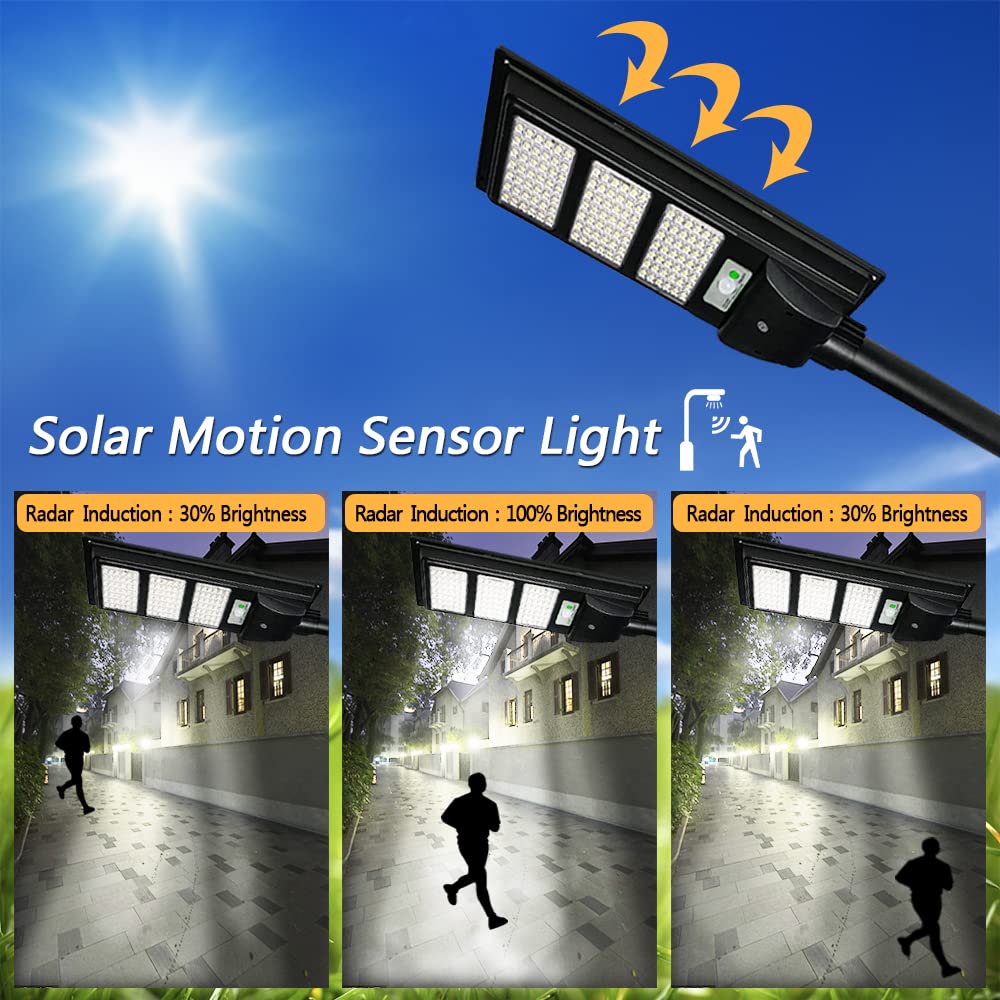 20000LM Solar Street Lights Outdoor - Dusk to Dawn Motion Sensor Security Lighting for Streets, Yards, Parking Lots (2 Pack) - Weatherproof & Energy Efficient Solar Powered Lights for Home & Commercial Use