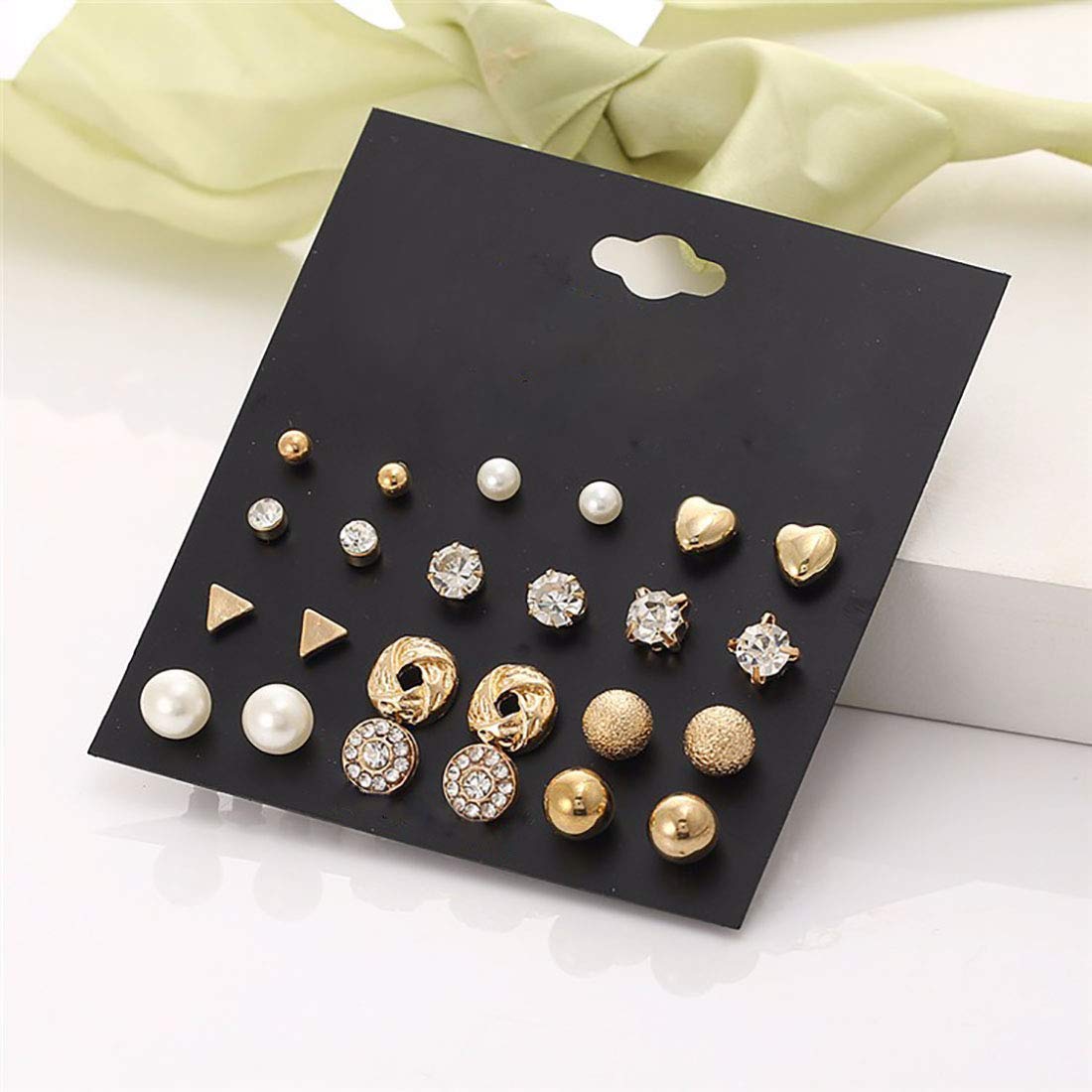 Shining Diva Fashion Crystal Pearl Stud Earrings for Women - Elegant Combo Set of Latest Trendy Jewelry, Perfect for Parties, Weddings & Daily Wear