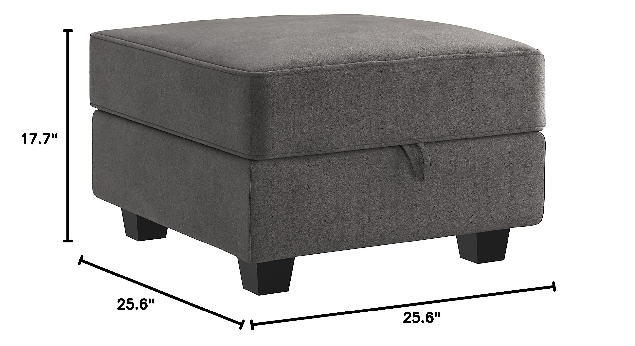 HONBAY Modular Ottoman for Sectional Sofa - Velvet Grey Storage Ottoman Bench with Removable Cushion | Living Room Furniture, Small Space Storage Solution for Home & Apartment