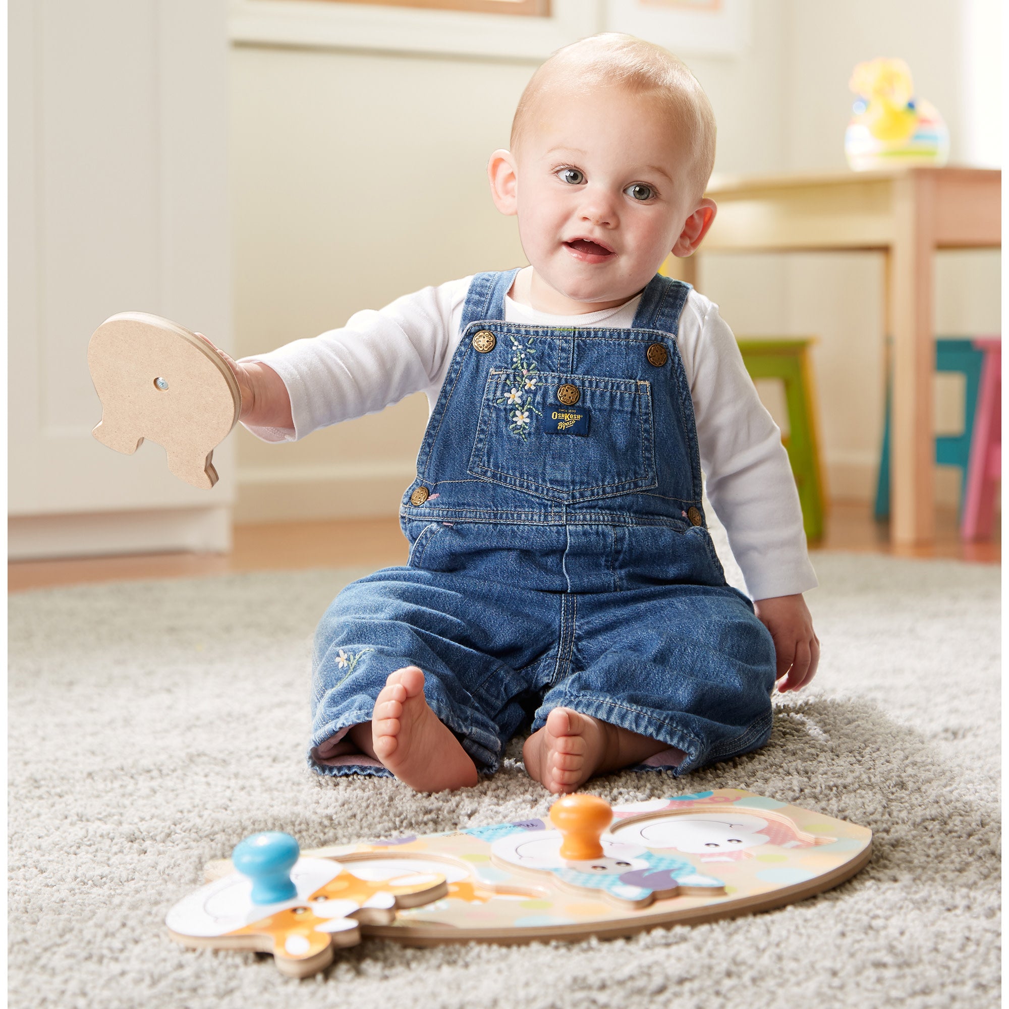 First Play Wooden Jumbo Knob Farm Animal Puzzle for Toddlers – Educational Montessori Toy for Early Learning & Fine Motor Skills Development – Perfect for Daycare, Preschool & Home Playtime