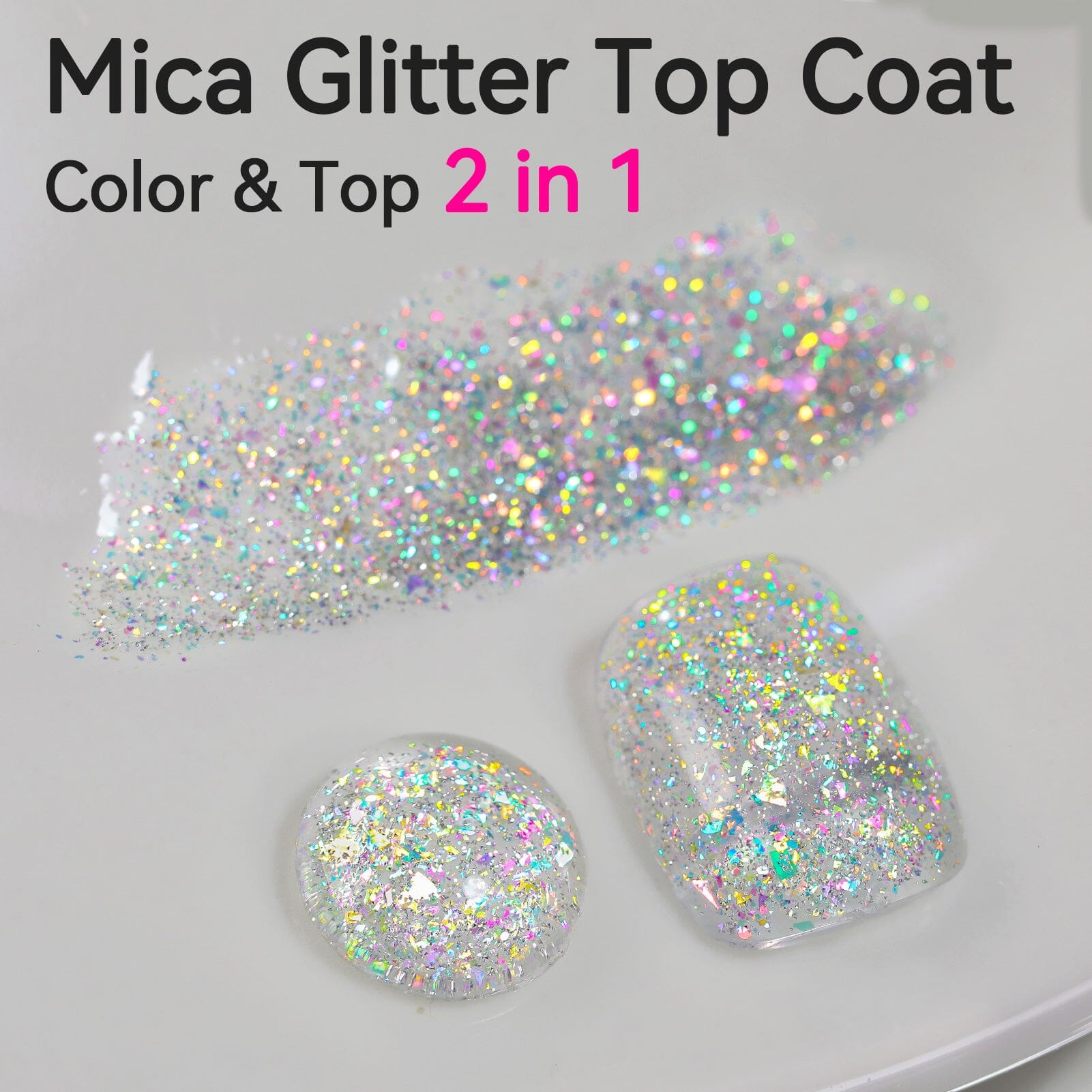Mica Reflective Glitter Top Coat 15ml - Shimmering Nail Polish for Manicures & Pedicures - Perfect for Parties, Weddings, and Special Occasions
