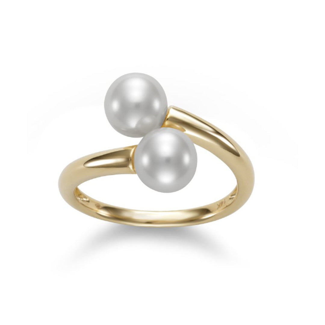 Elegant Pearl Bypass Ring - 925 Sterling Silver Stackable Dainty Jewelry for Women, Perfect for Everyday Wear, Date Nights & Special Occasions